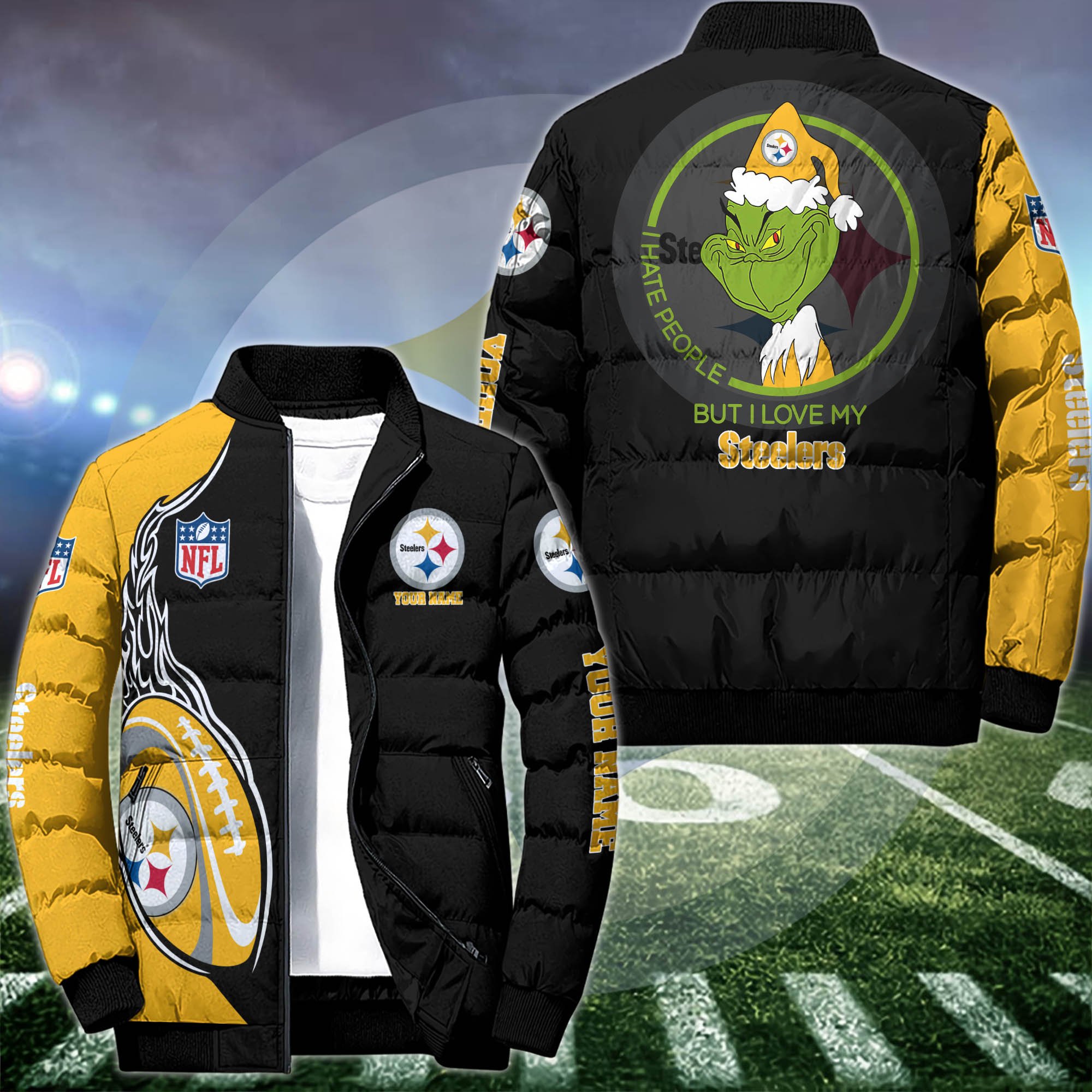 Pittsburgh Steelers Puffer Jacket Custom Your Name 2024 version, Sport Jacket, FootBall Fan Gifts EHIVM-53002