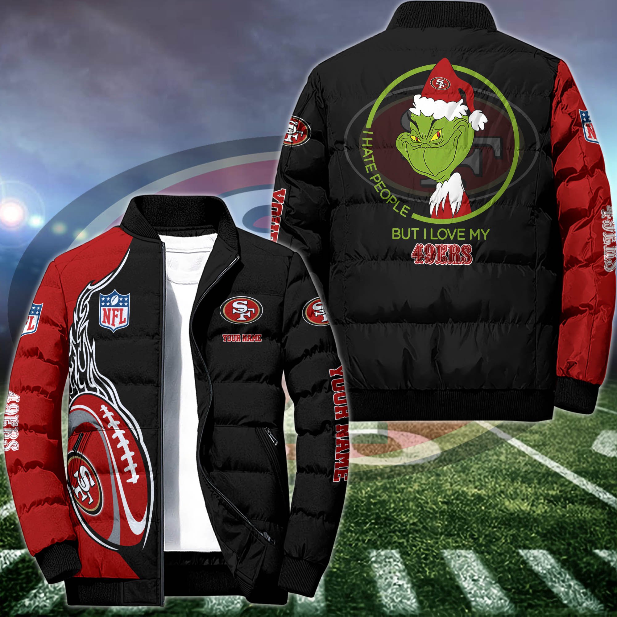 San Francisco 49ers Puffer Jacket Custom Your Name 2024 version, Sport Jacket, FootBall Fan Gifts EHIVM-53002