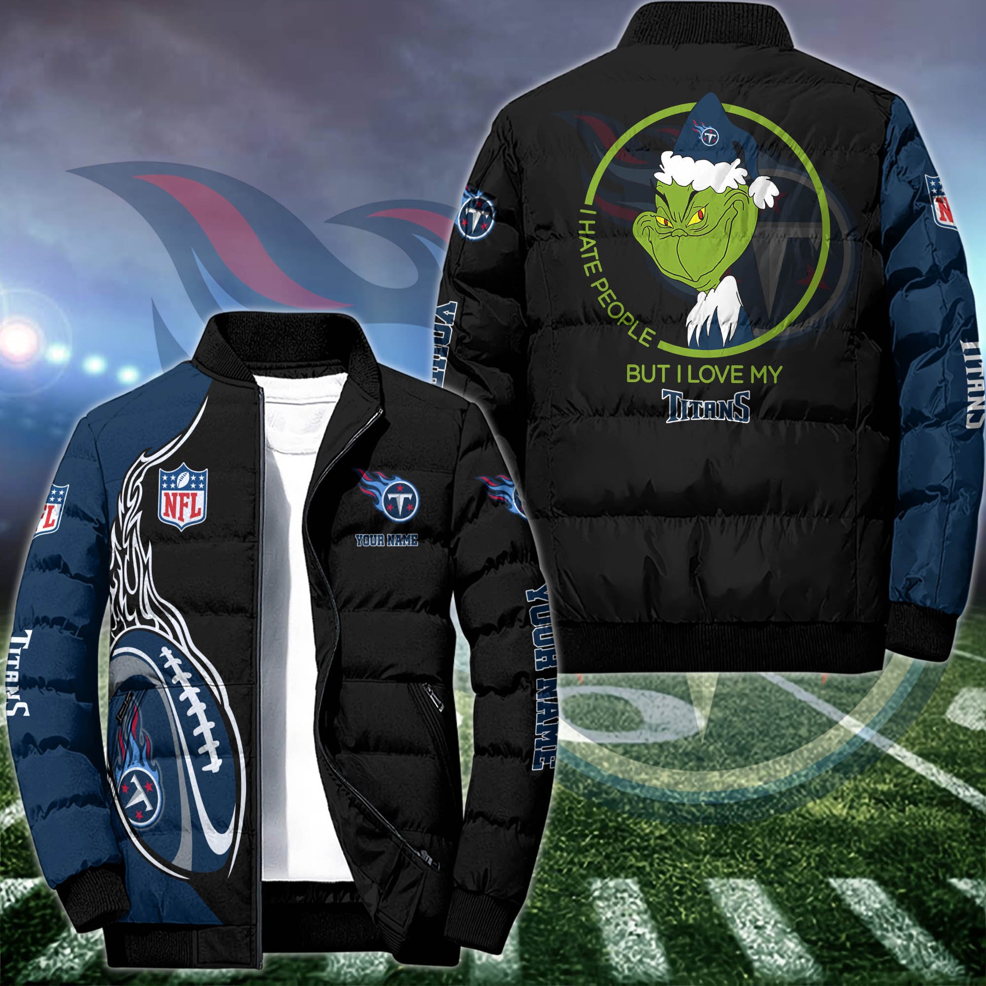 Tennessee Titans Puffer Jacket Custom Your Name 2024 version, Sport Jacket, FootBall Fan Gifts EHIVM-53002