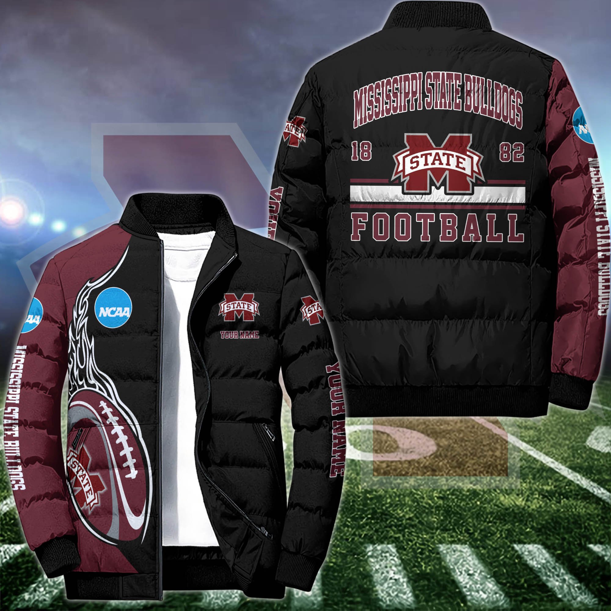 Mississippi State Bulldogs Puffer Jacket Custom Your Name 2024 version, Sport Jacket, FootBall Fan Gifts EHIVM-53126