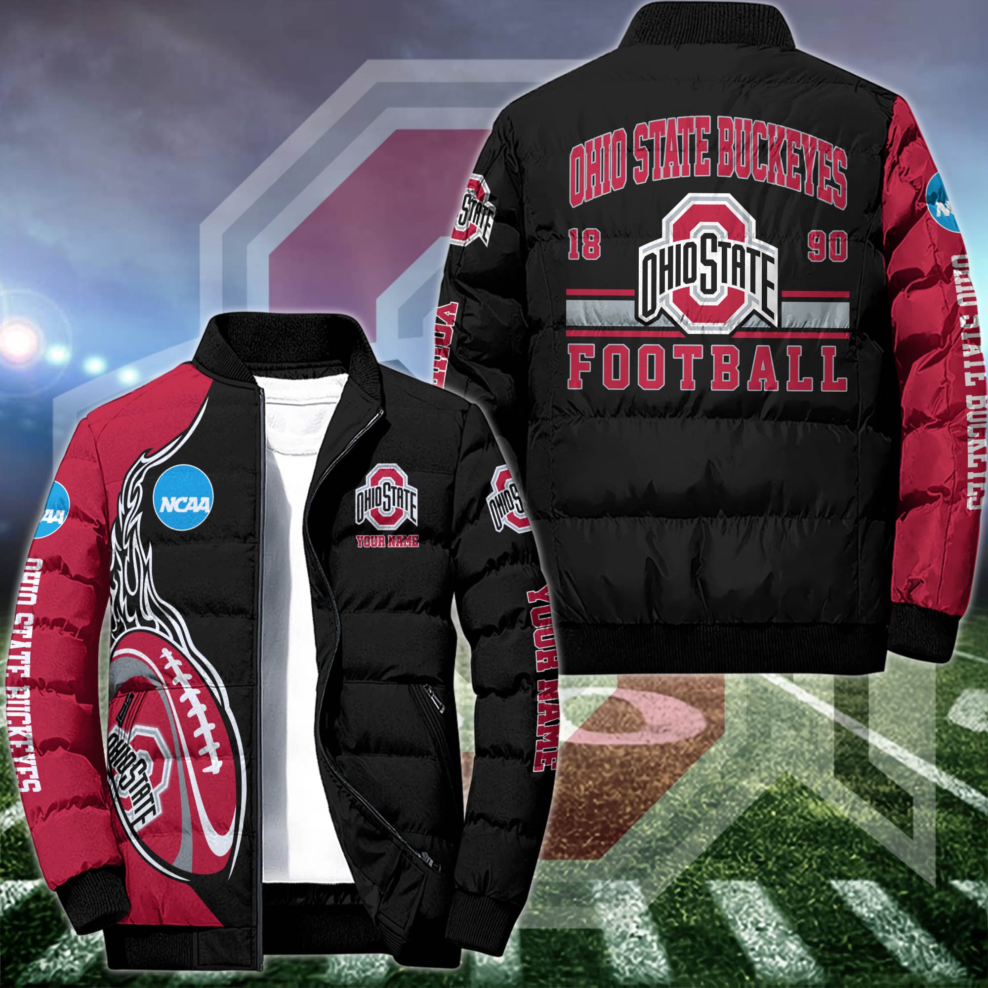 Ohio State Buckeyes Puffer Jacket Custom Your Name 2024 version, Sport Jacket, FootBall Fan Gifts EHIVM-53126