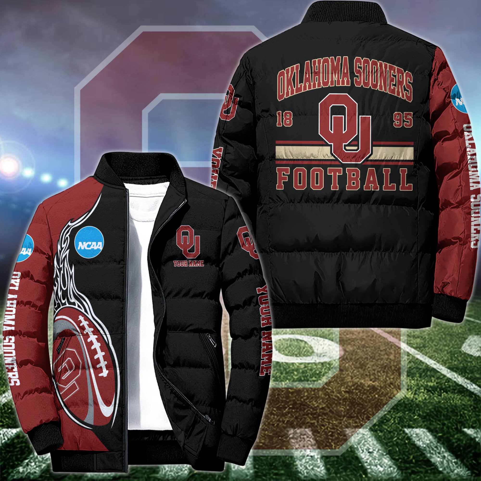 Oklahoma Sooners Puffer Jacket Custom Your Name 2024 version, Sport Jacket, FootBall Fan Gifts EHIVM-53126