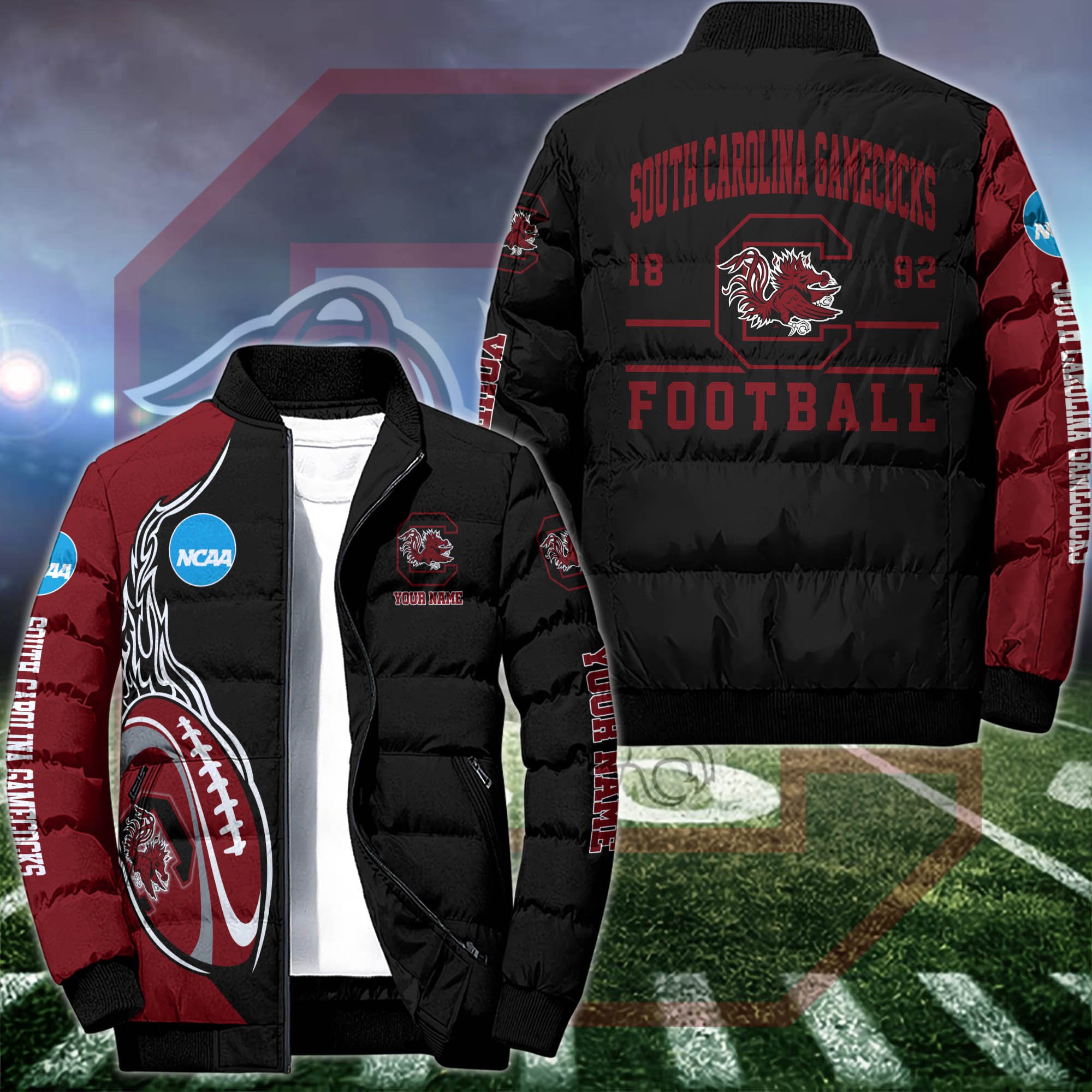 South Carolina Gamecocks Puffer Jacket Custom Your Name 2024 version, Sport Jacket, FootBall Fan Gifts EHIVM-53126