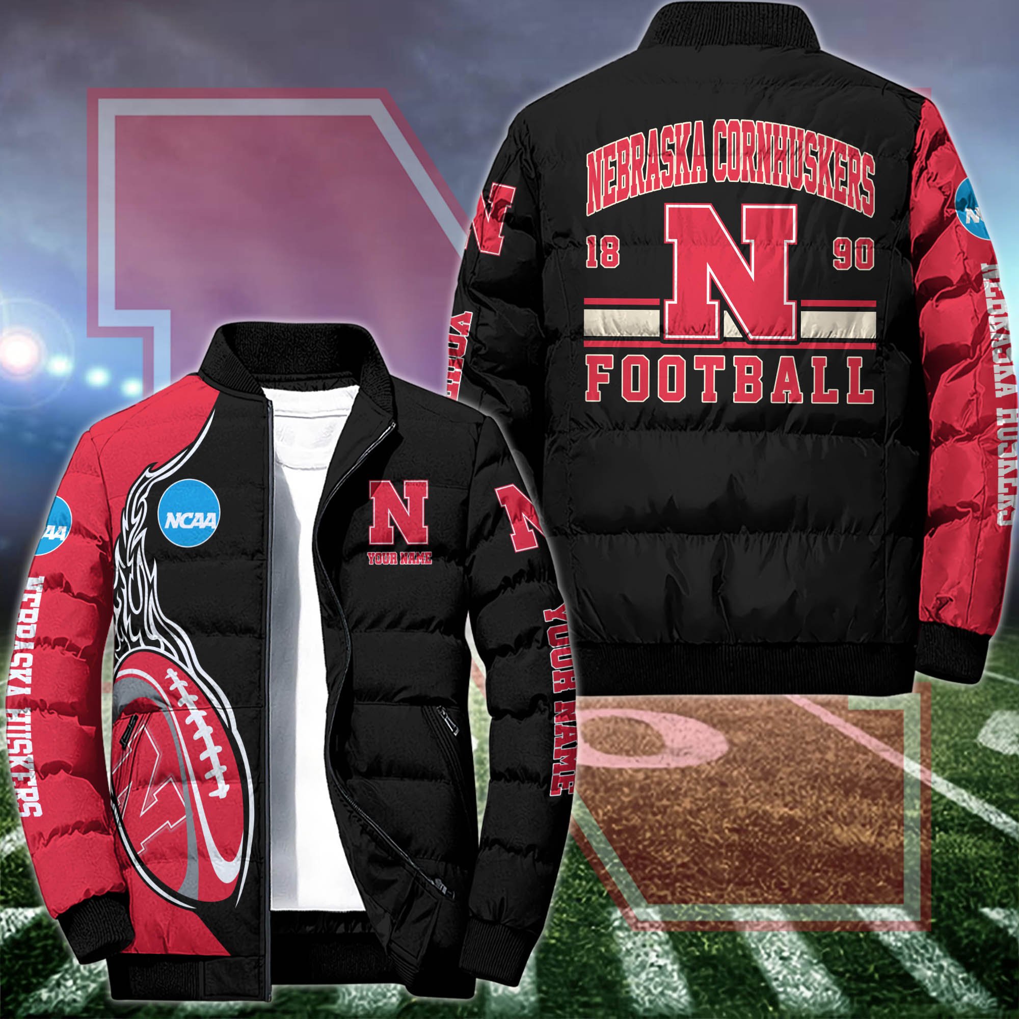 Nebraska Cornhuskers Puffer Jacket Custom Your Name 2024 version, Sport Jacket, FootBall Fan Gifts EHIVM-53126