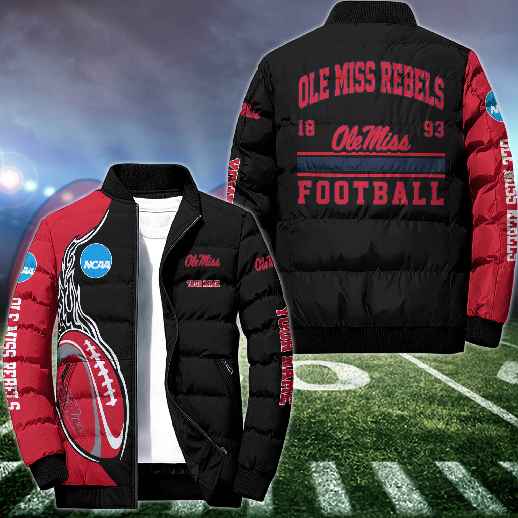 Ole Miss Rebels Puffer Jacket Custom Your Name 2024 version, Sport Jacket, FootBall Fan Gifts EHIVM-53126