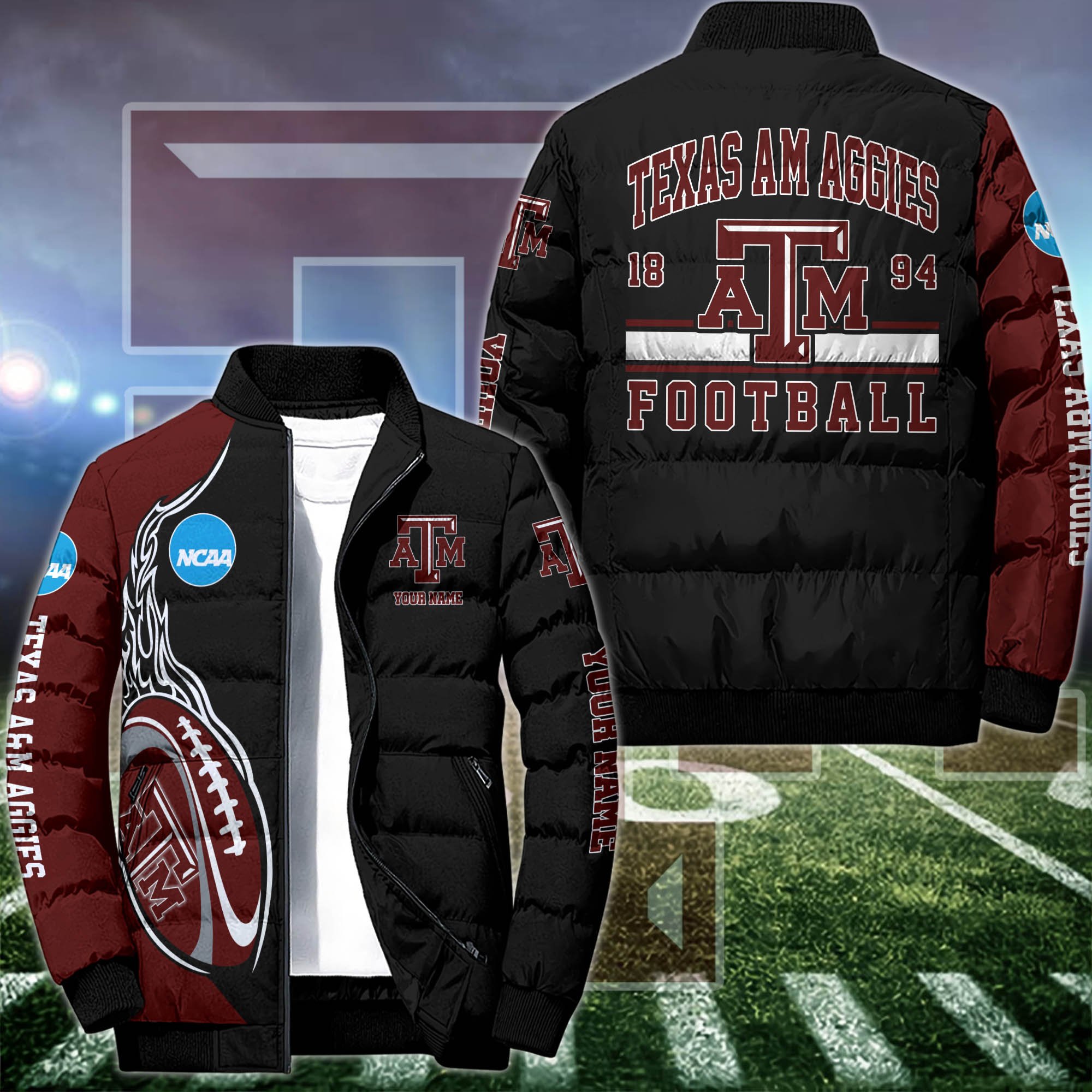 Texas A&M Aggies Puffer Jacket Custom Your Name 2024 version, Sport Jacket, FootBall Fan Gifts EHIVM-53126