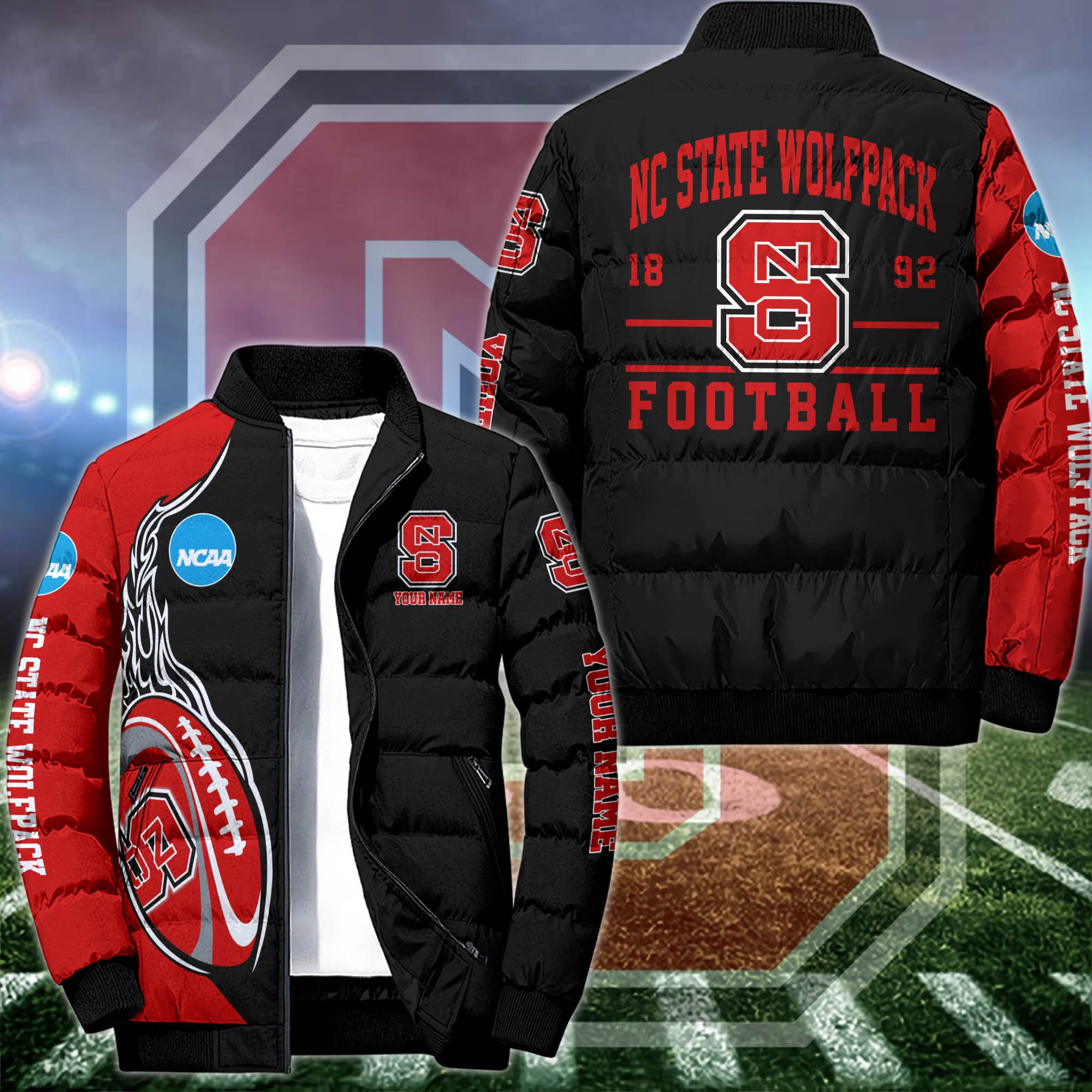 NC State Wolfpack Puffer Jacket Custom Your Name 2024 version, Sport Jacket, FootBall Fan Gifts EHIVM-53126