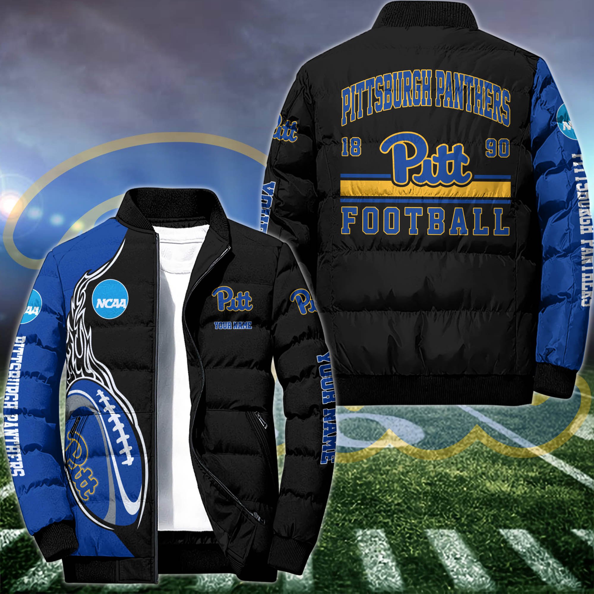 Pittsburgh Panthers Puffer Jacket Custom Your Name 2024 version, Sport Jacket, FootBall Fan Gifts EHIVM-53126