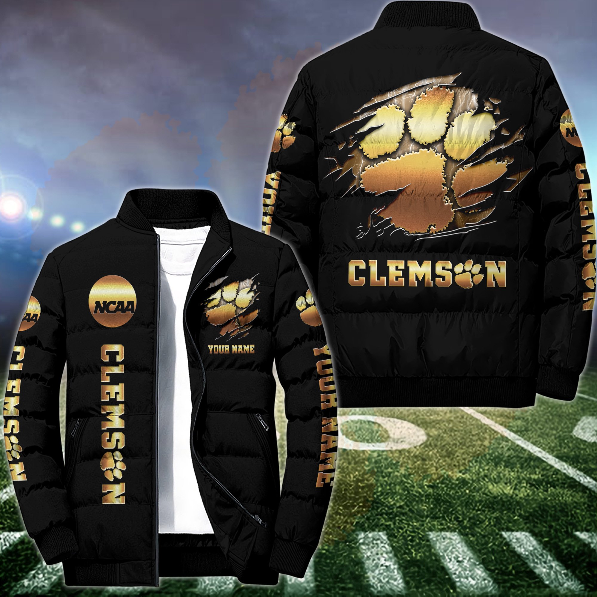 Clemson Tigers Puffer Jacket Custom Your Name 2024 version, Sport Jacket, FootBall Fan Gift EHIVM-53512