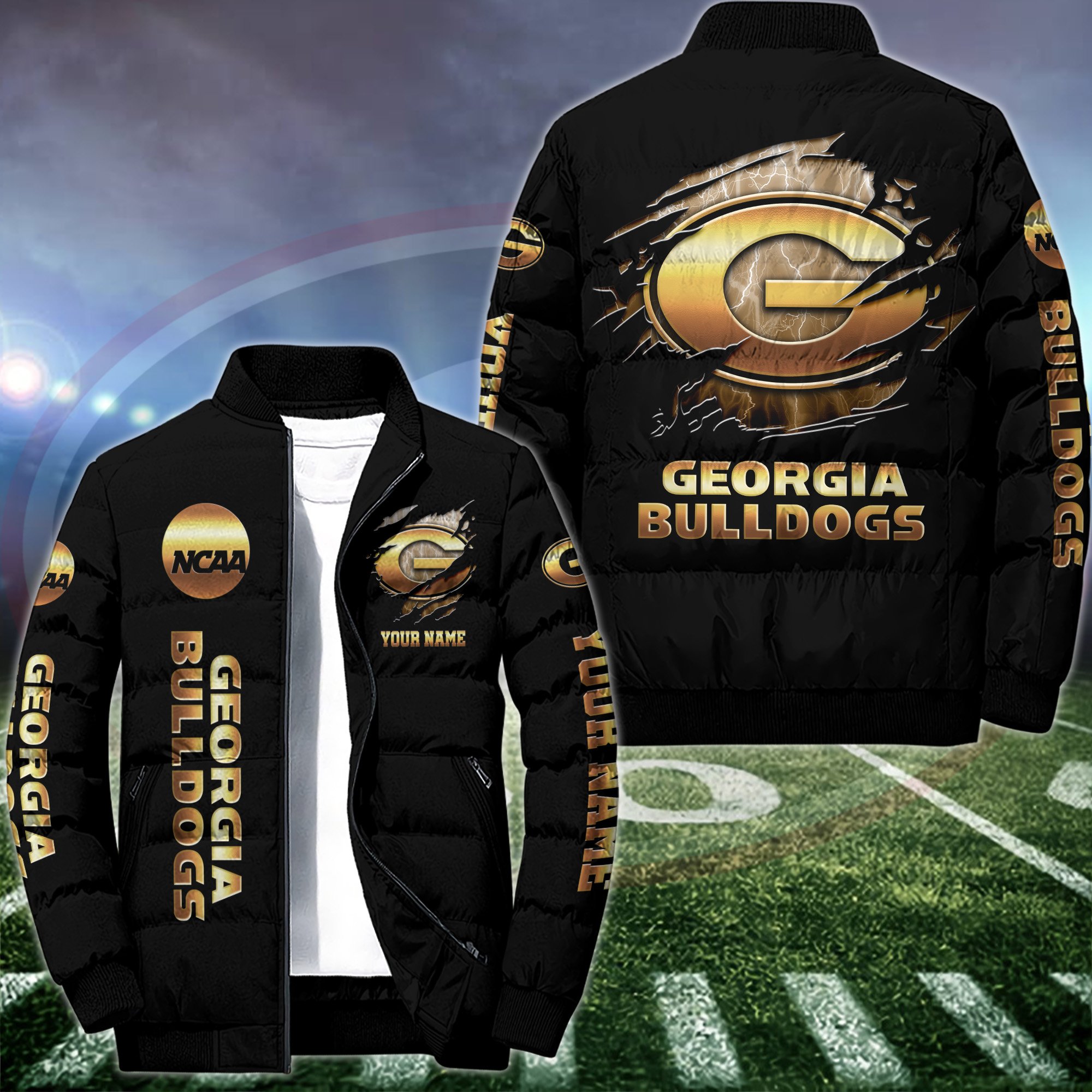 Georgia Bulldogs Puffer Jacket Custom Your Name 2024 version, Sport Jacket, FootBall Fan Gift EHIVM-53512