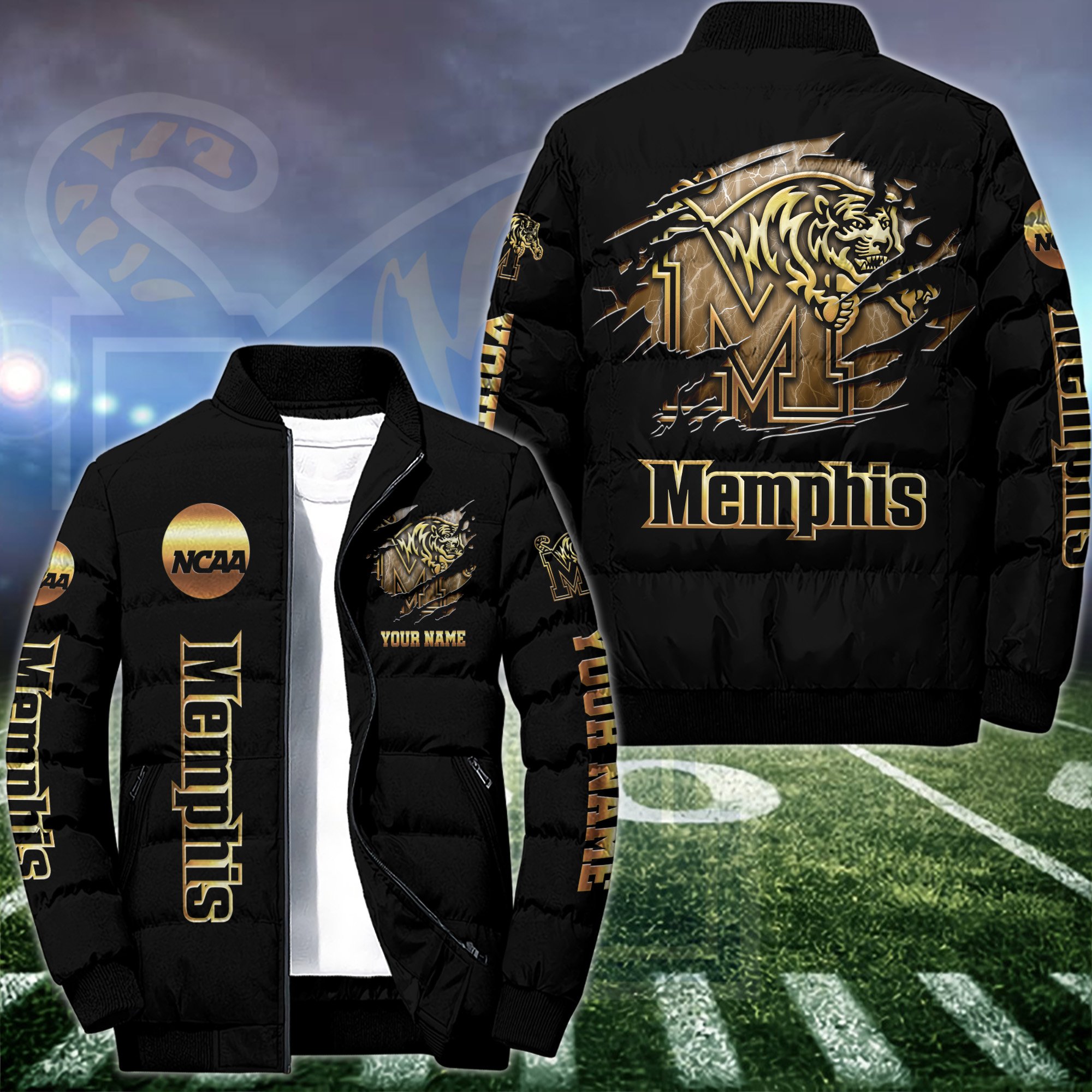 Memphis Tigers Puffer Jacket Custom Your Name 2024 version, Sport Jacket, FootBall Fan Gift EHIVM-53512