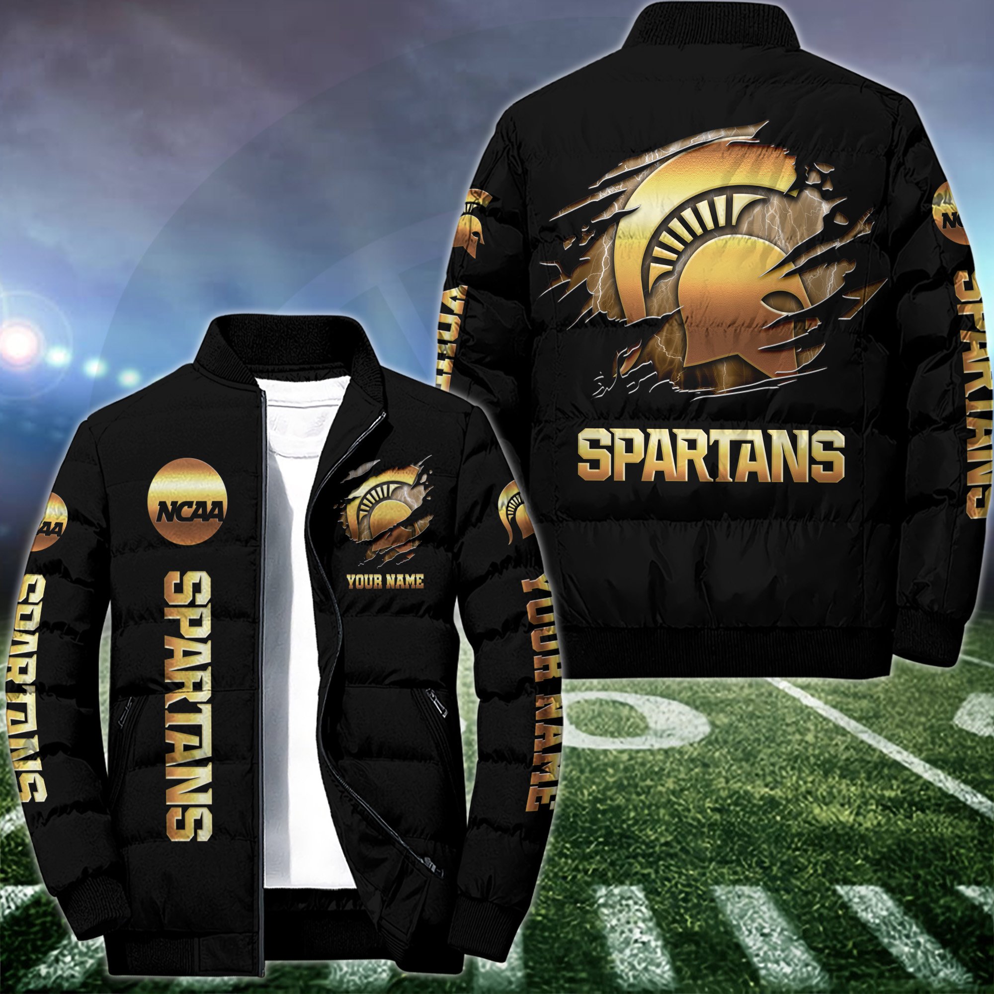 Michigan State Spartans Puffer Jacket Custom Your Name 2024 version, Sport Jacket, FootBall Fan Gift EHIVM-53512