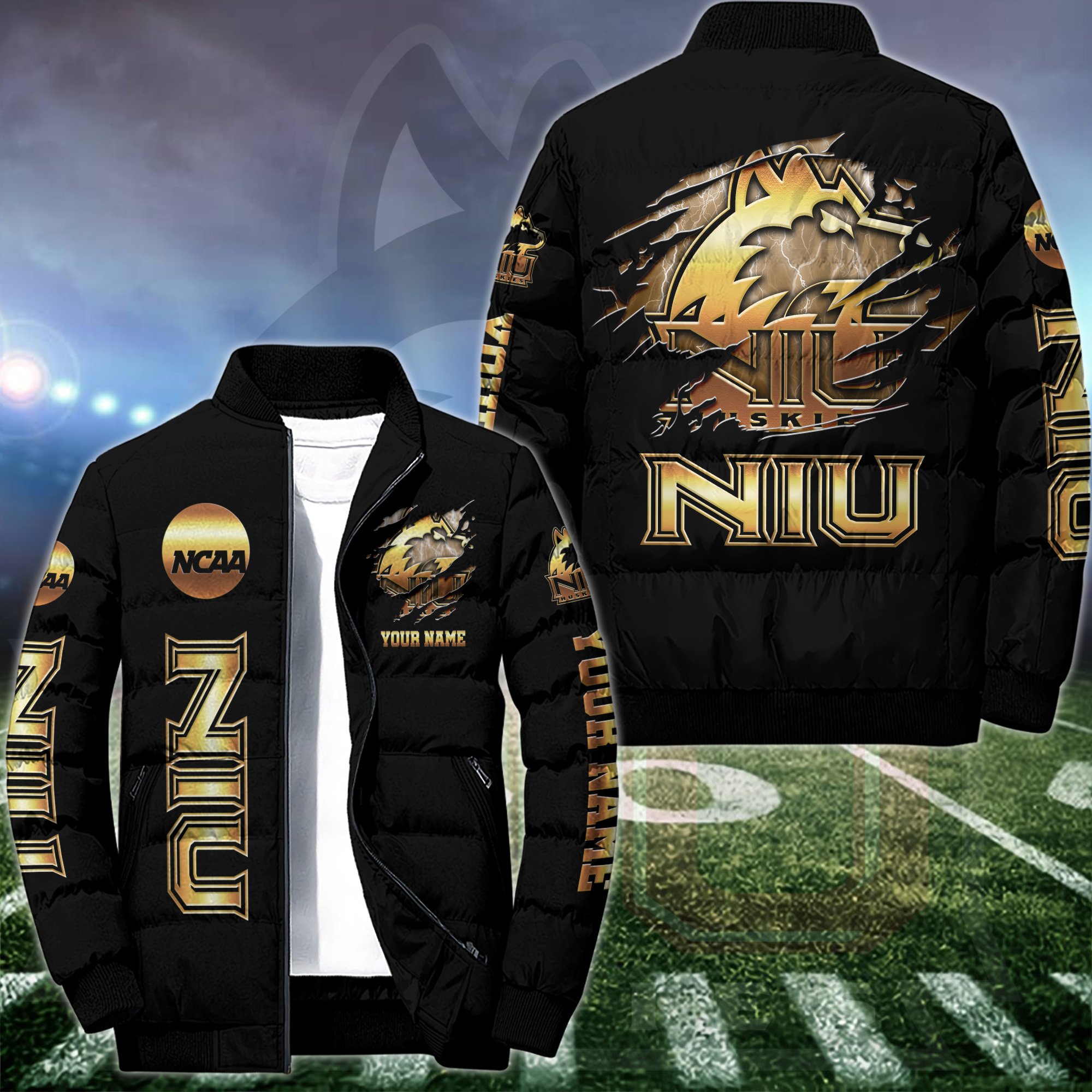 Northern Illinois Huskies Puffer Jacket Custom Your Name 2024 version, Sport Jacket, FootBall Fan Gift EHIVM-53512