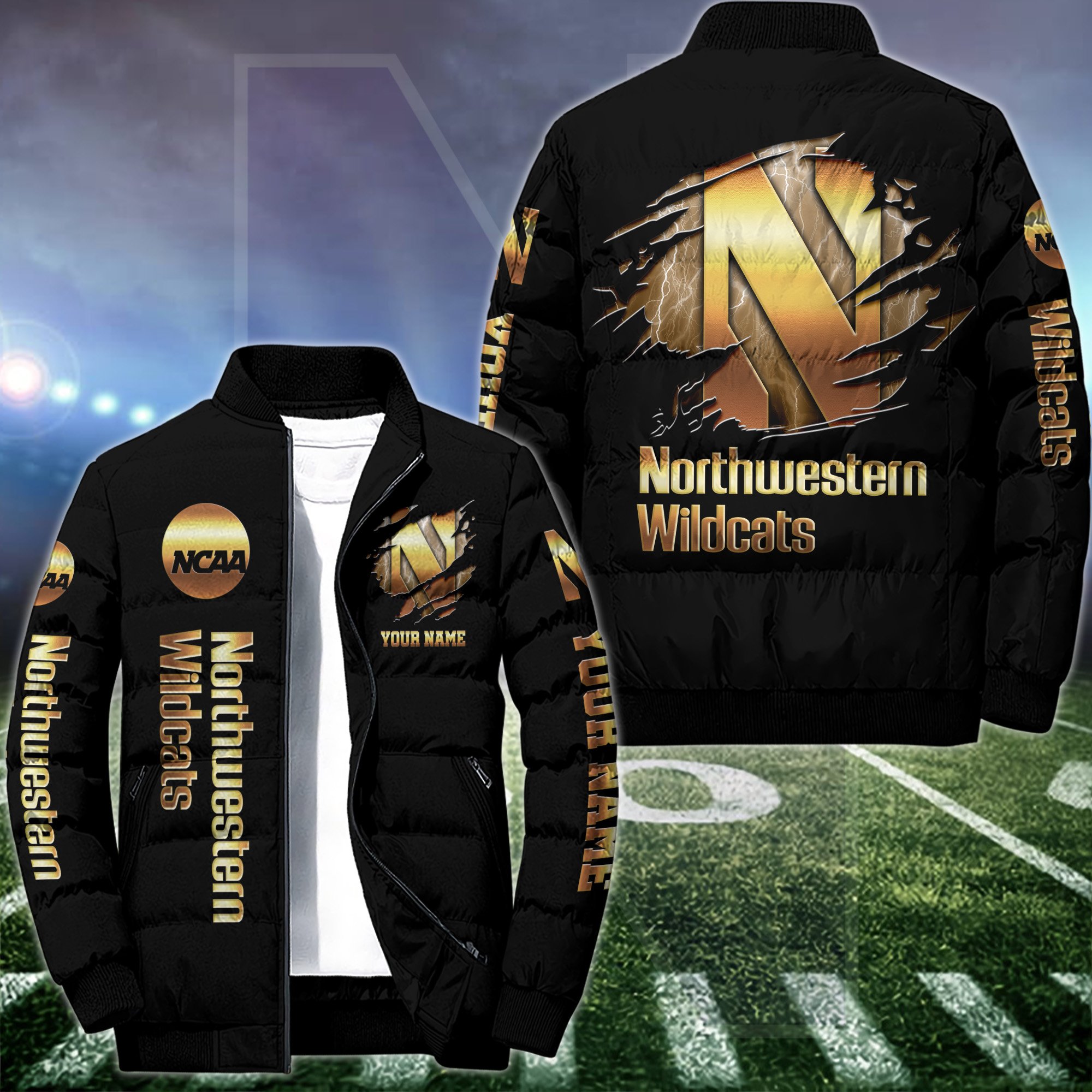 Northwestern Wildcats Puffer Jacket Custom Your Name 2024 version, Sport Jacket, FootBall Fan Gift EHIVM-53512