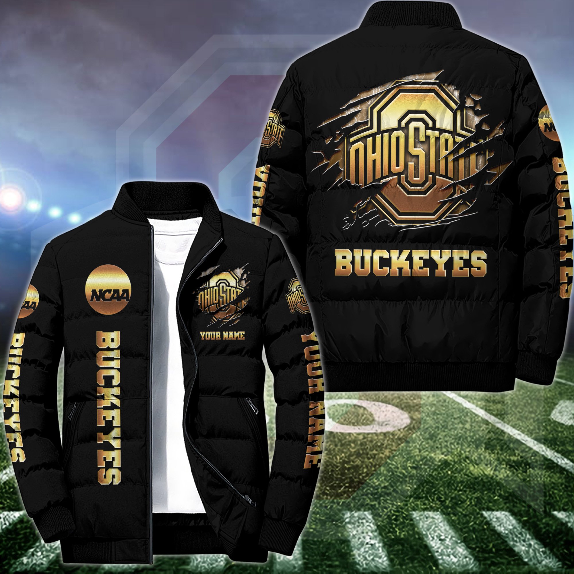 Ohio State Buckeyes Puffer Jacket Custom Your Name 2024 version, Sport Jacket, FootBall Fan Gift EHIVM-53512