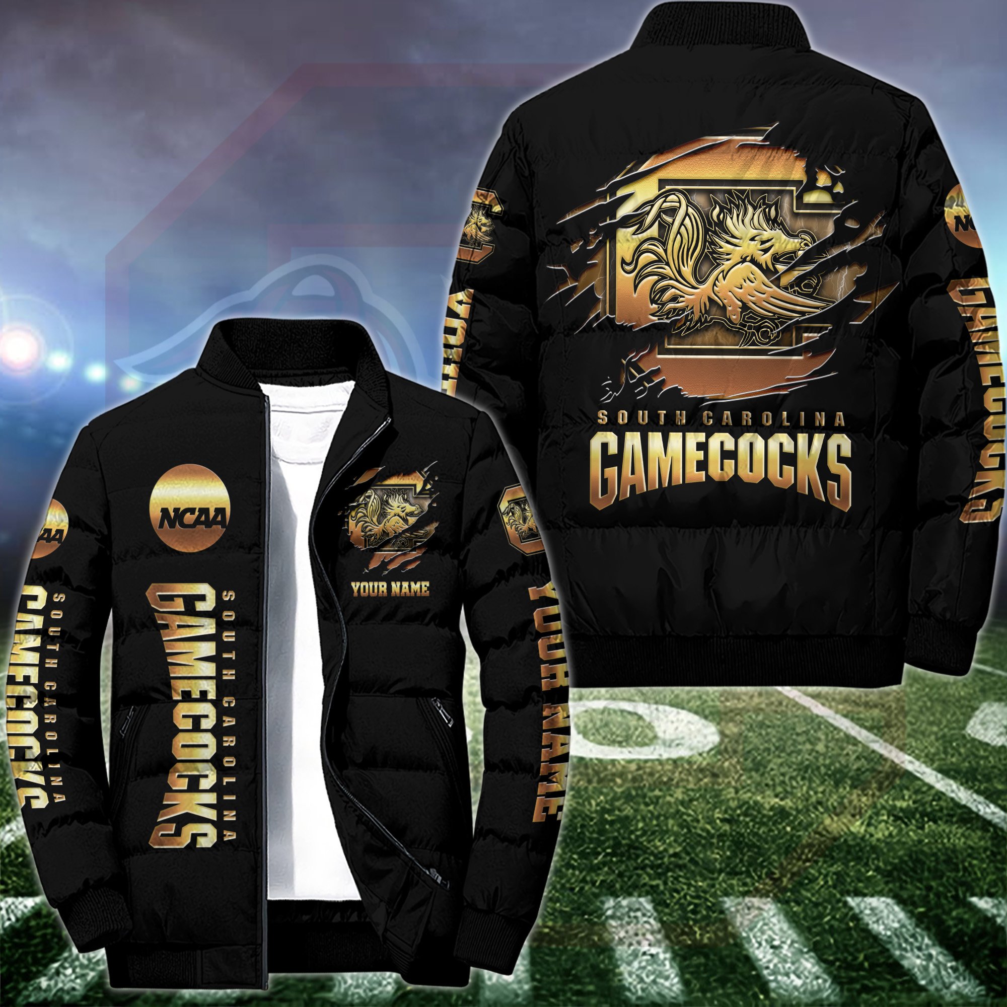 South Carolina Gamecocks Puffer Jacket Custom Your Name 2024 version, Sport Jacket, FootBall Fan Gift EHIVM-53512