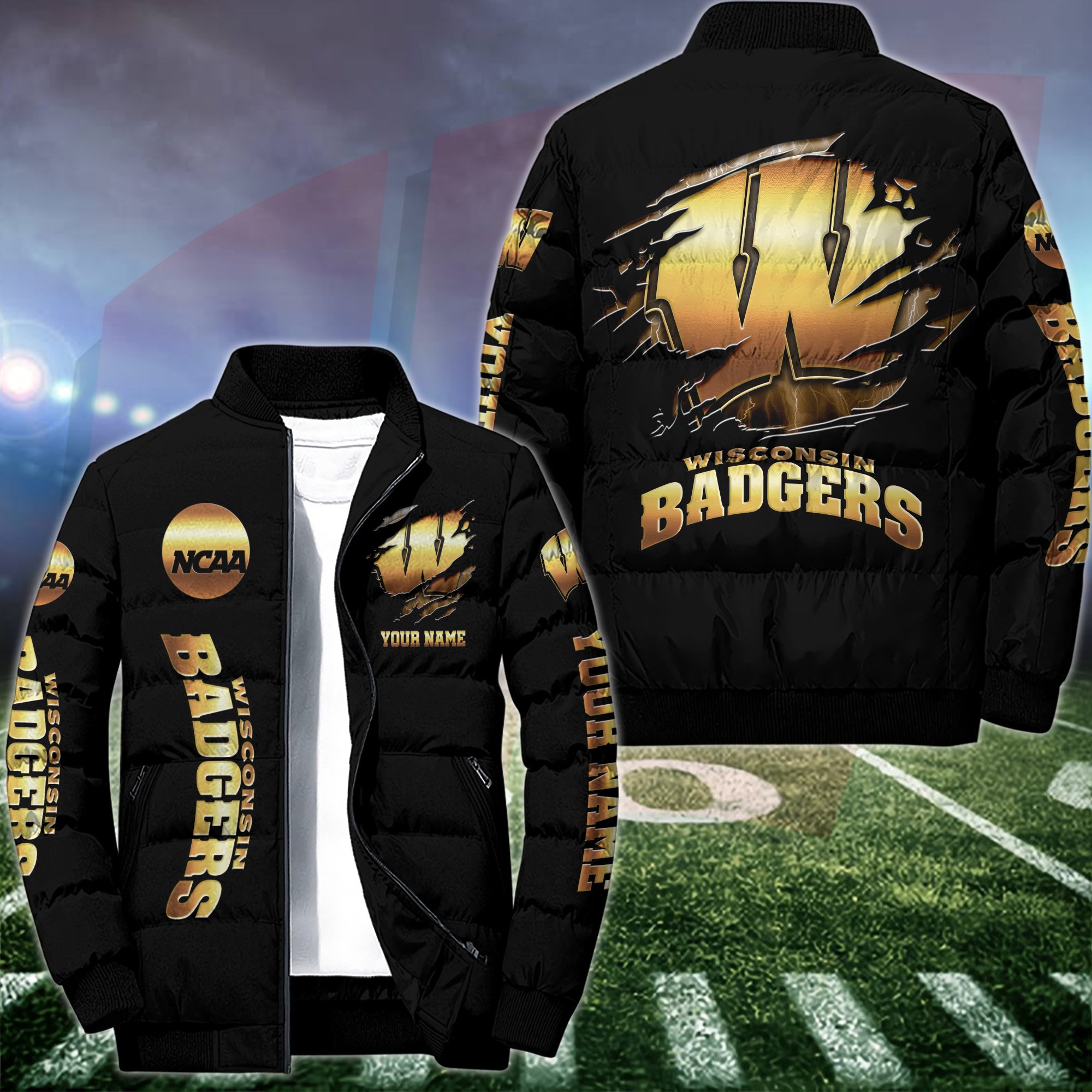 Wisconsin Badgers Puffer Jacket Custom Your Name 2024 version, Sport Jacket, FootBall Fan Gift EHIVM-53512