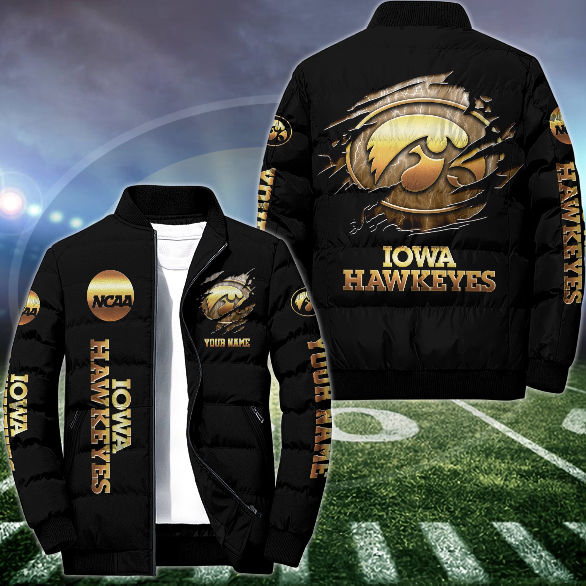 Iowa Hawkeyes Puffer Jacket Custom Your Name 2024 version, Sport Jacket, FootBall Fan Gift EHIVM-53512