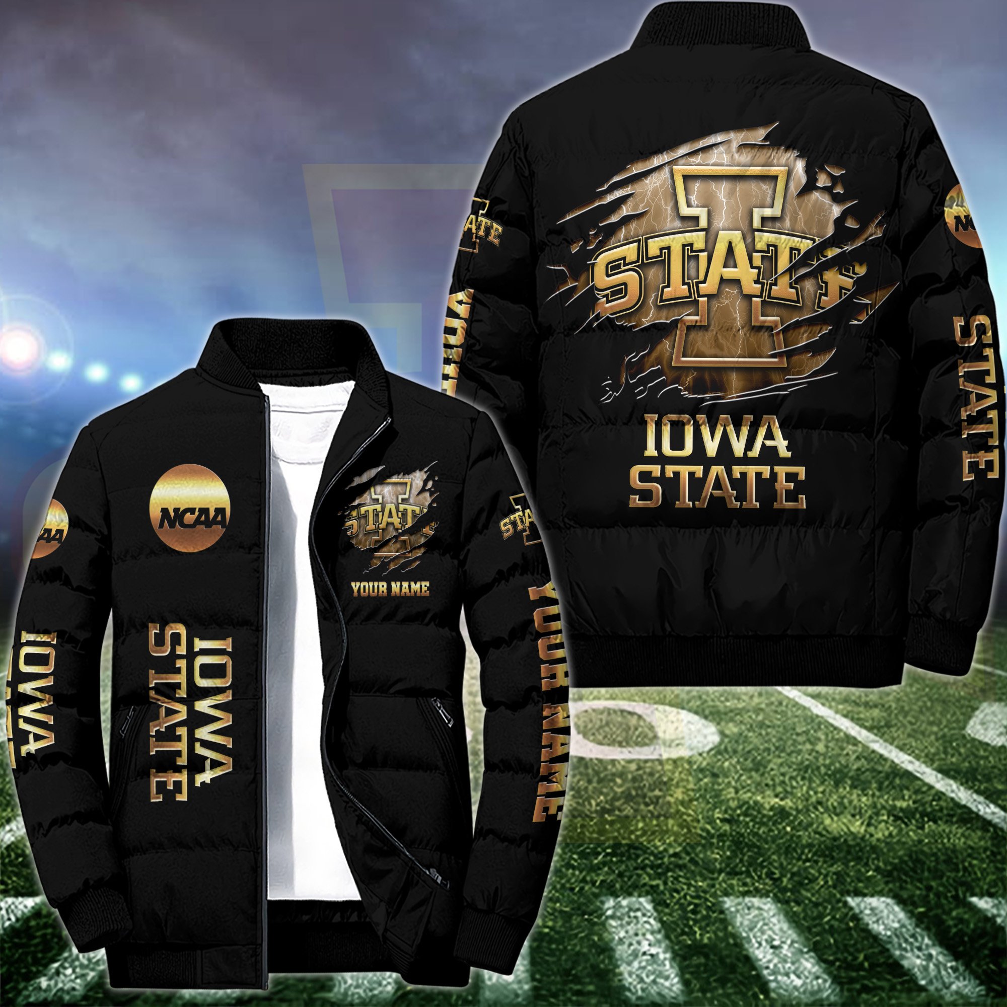 Iowa State Cyclones Puffer Jacket Custom Your Name 2024 version, Sport Jacket, FootBall Fan Gift EHIVM-53512