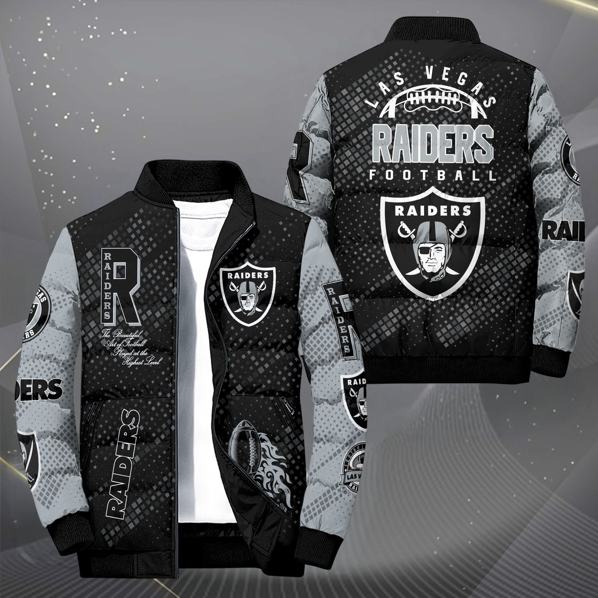 Las Vegas Raiders Puffer Jacket Custom You Name  2024 version, Sport Jacket, FootBall Fan Gifts EHIVM-62495