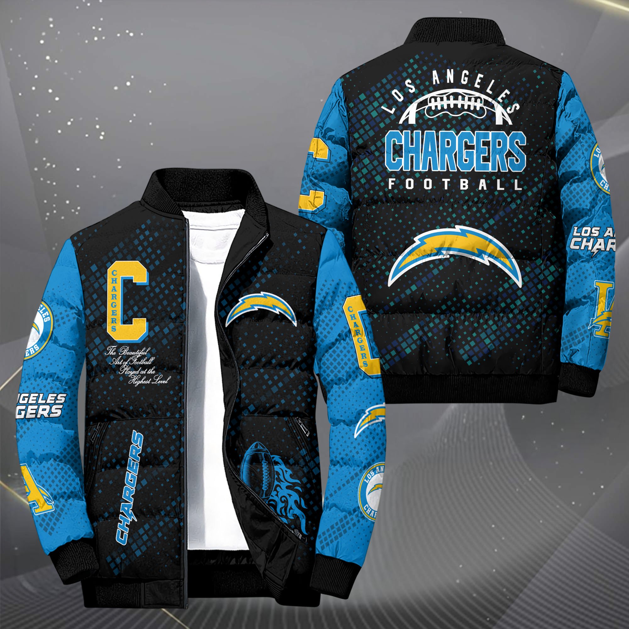 Los Angeles Chargers Puffer Jacket Custom You Name  2024 version, Sport Jacket, FootBall Fan Gifts EHIVM-62495