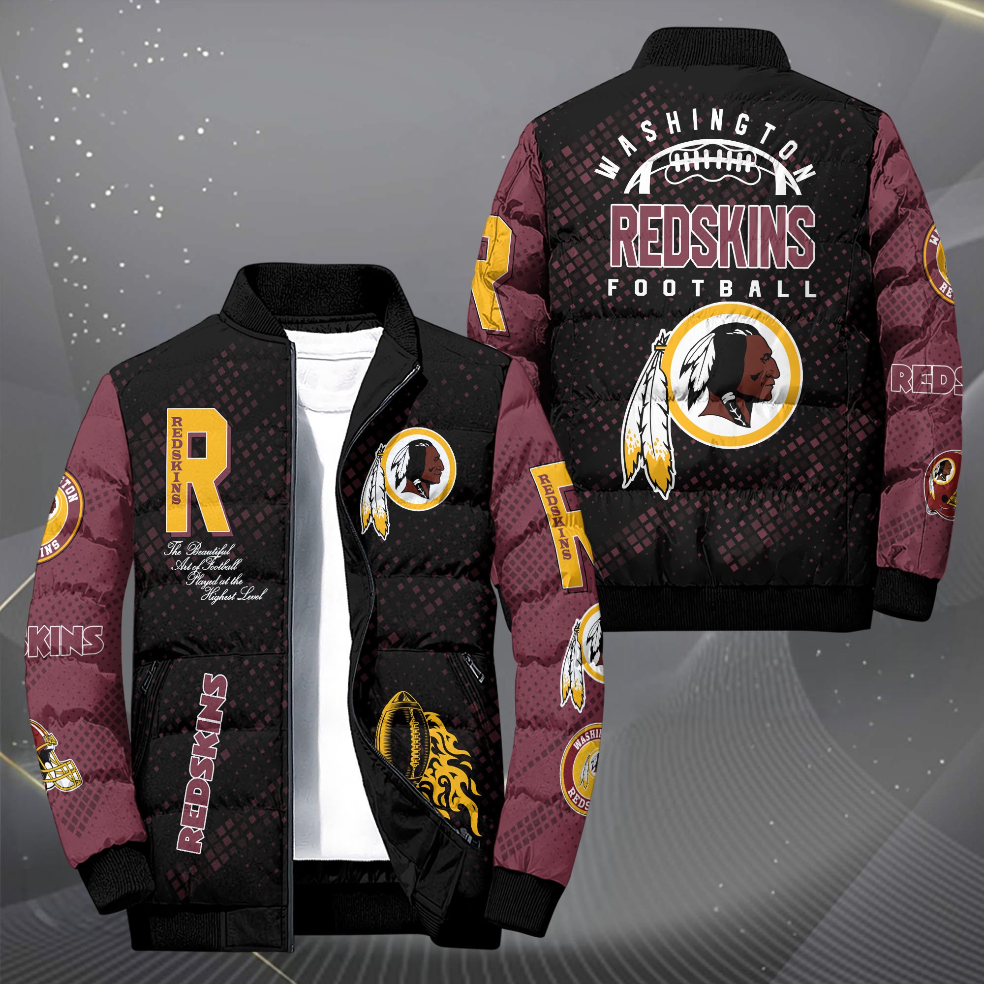 Washington Redskins Puffer Jacket Custom You Name  2024 version, Sport Jacket, FootBall Fan Gifts EHIVM-62495