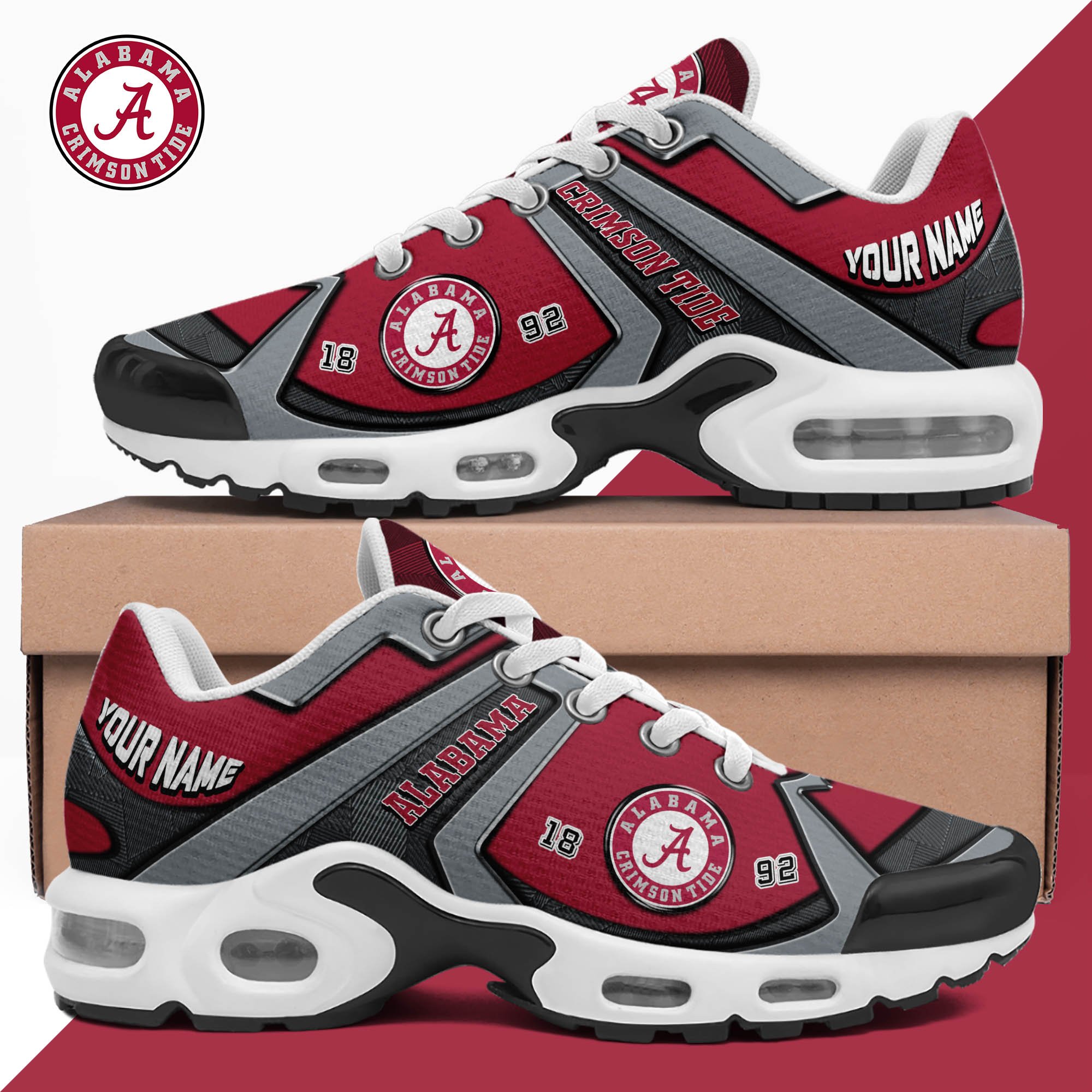 Alabama Crimson Tide TN Shoes 2024 Version Custom Your Name, Sport Shoes For Lovers, Football Team Shoes, Sport Gifts For Fans, Gifts For Him ETHY-62489