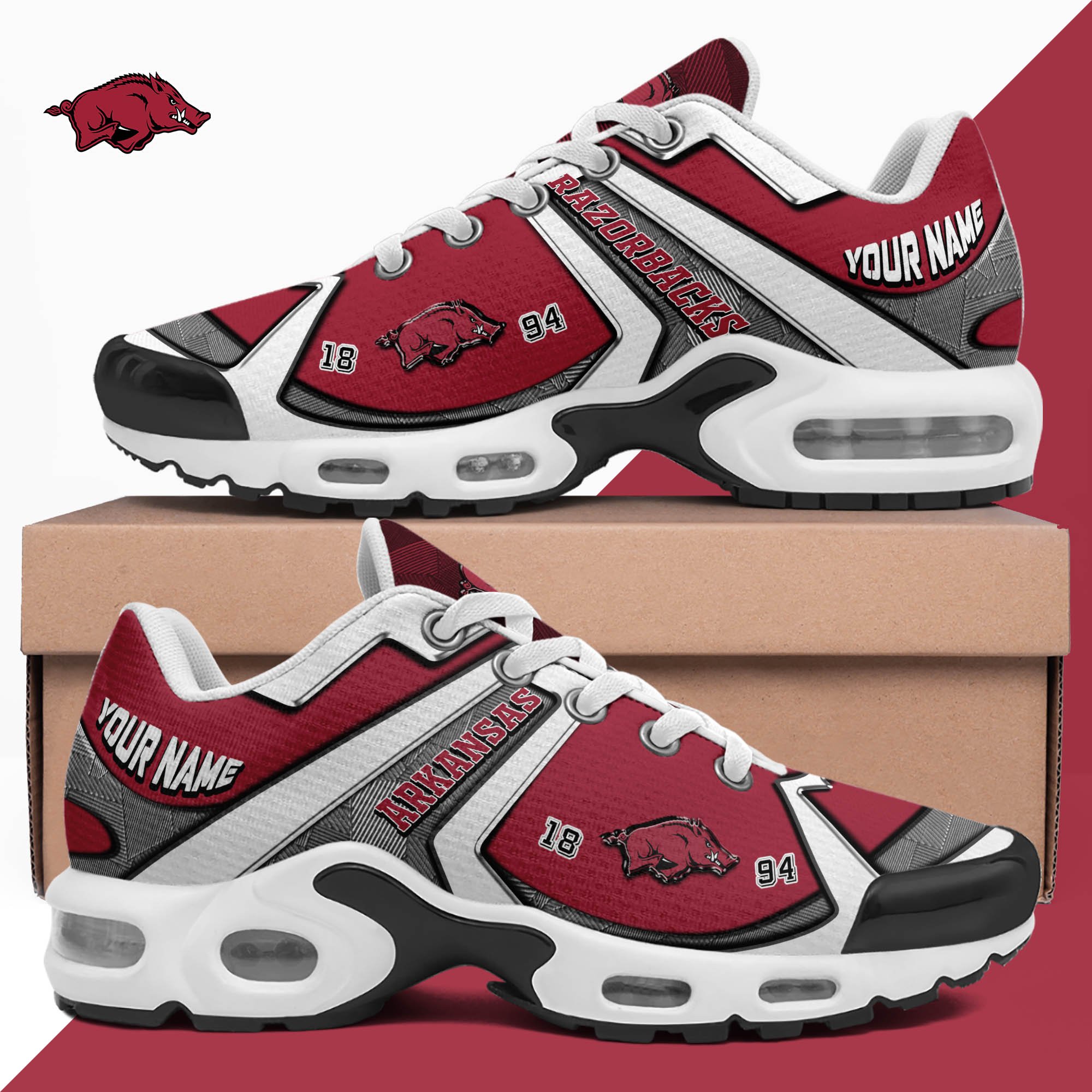 Arkansas Razorbacks TN Shoes 2024 Version Custom Your Name, Sport Shoes For Lovers, Football Team Shoes, Sport Gifts For Fans, Gifts For Him ETHY-62489