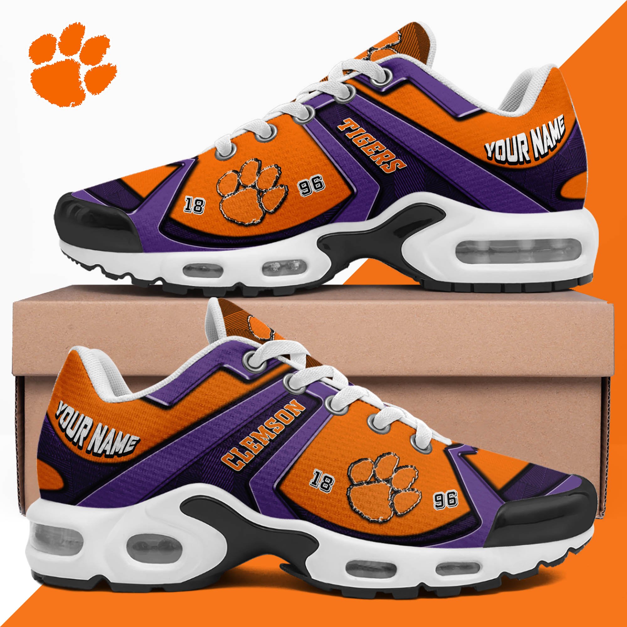 Clemson Tigers TN Shoes 2024 Version Custom Your Name, Sport Shoes For Lovers, Football Team Shoes, Sport Gifts For Fans, Gifts For Him ETHY-62489