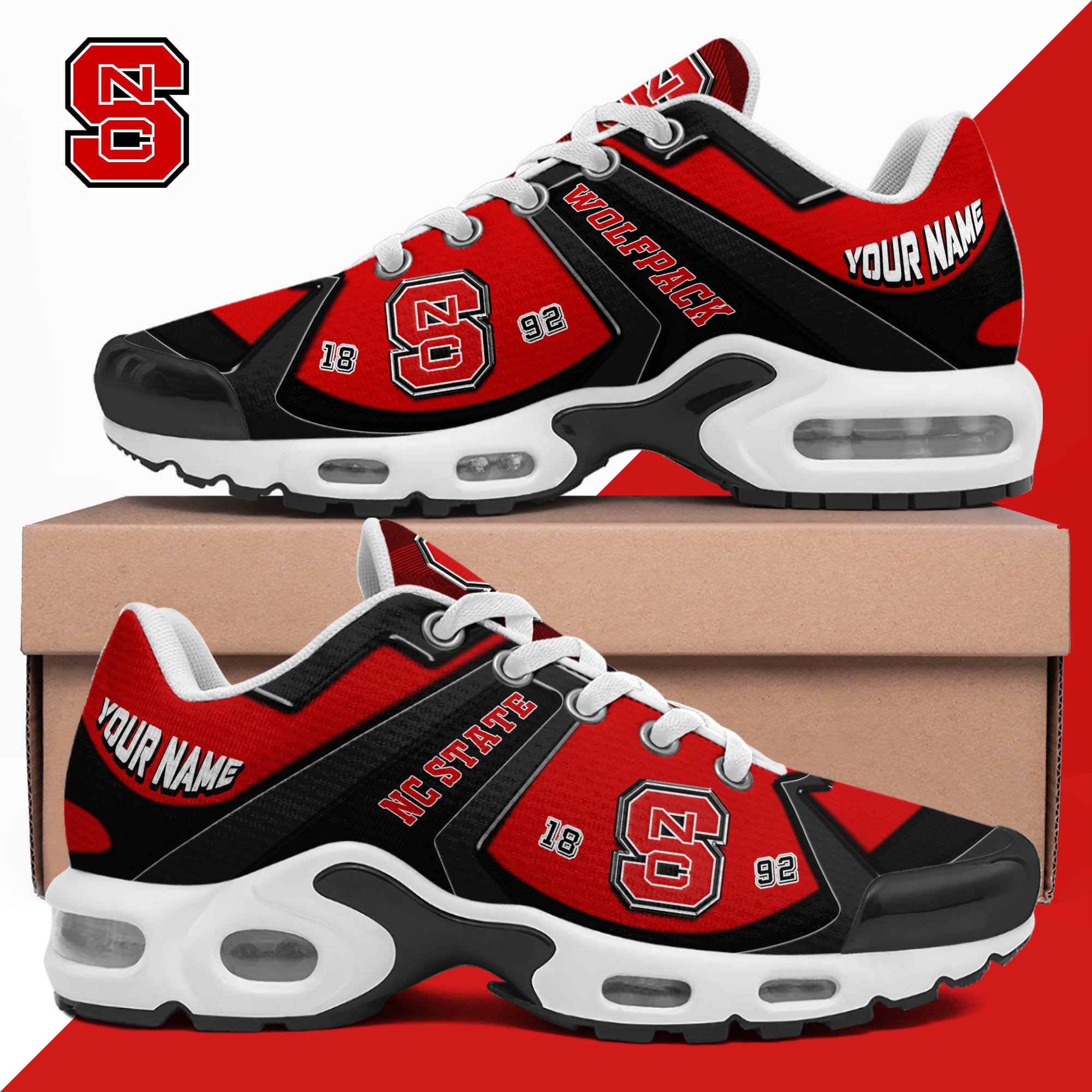 NC State Wolfpack TN Shoes 2024 Version Custom Your Name, Sport Shoes For Lovers, Football Team Shoes, Sport Gifts For Fans, Gifts For Him ETHY-62489