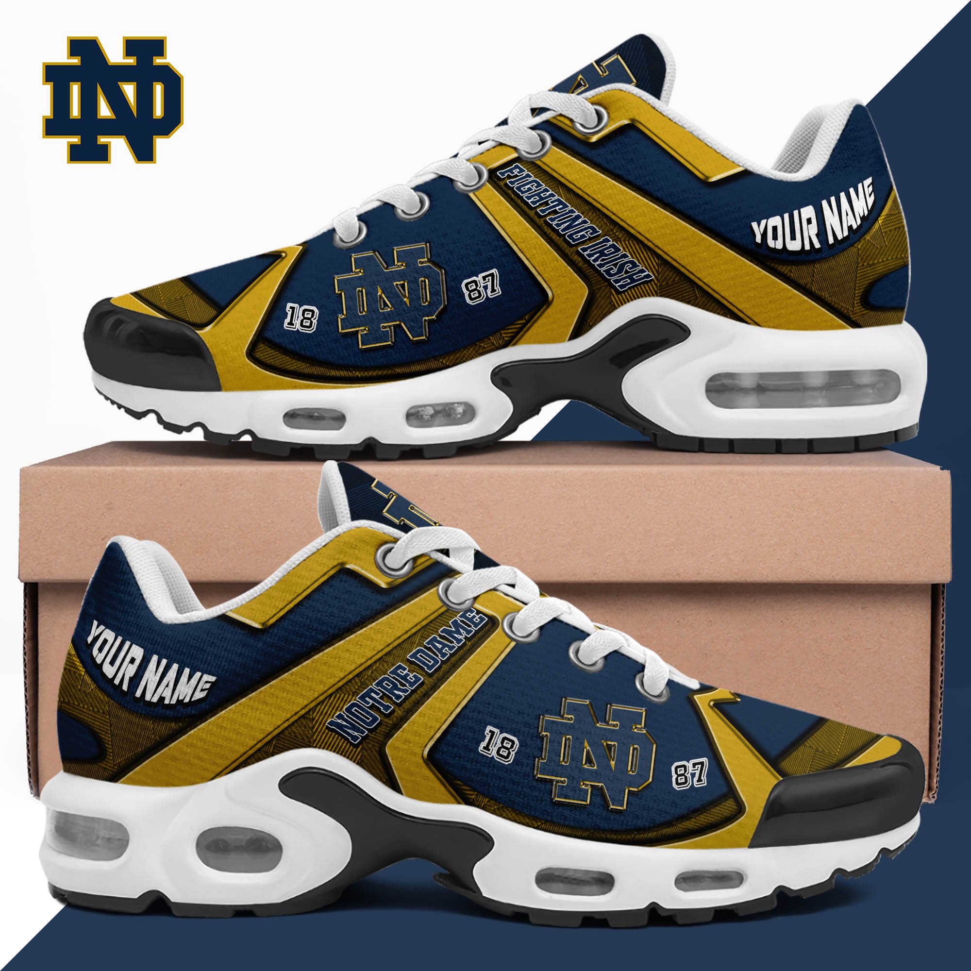 Notre Dame Fighting Irish TN Shoes 2024 Version Custom Your Name, Sport Shoes For Lovers, Football Team Shoes, Sport Gifts For Fans, Gifts For Him ETHY-62489