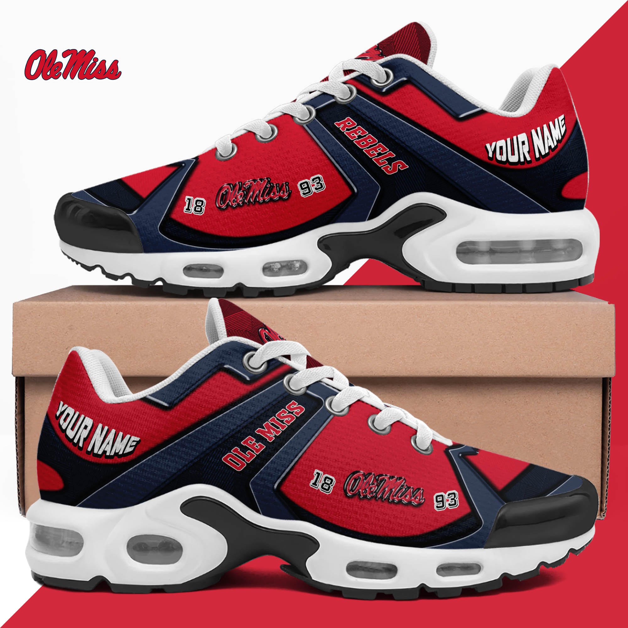 Ole Miss Rebels TN Shoes 2024 Version Custom Your Name, Sport Shoes For Lovers, Football Team Shoes, Sport Gifts For Fans, Gifts For Him ETHY-62489