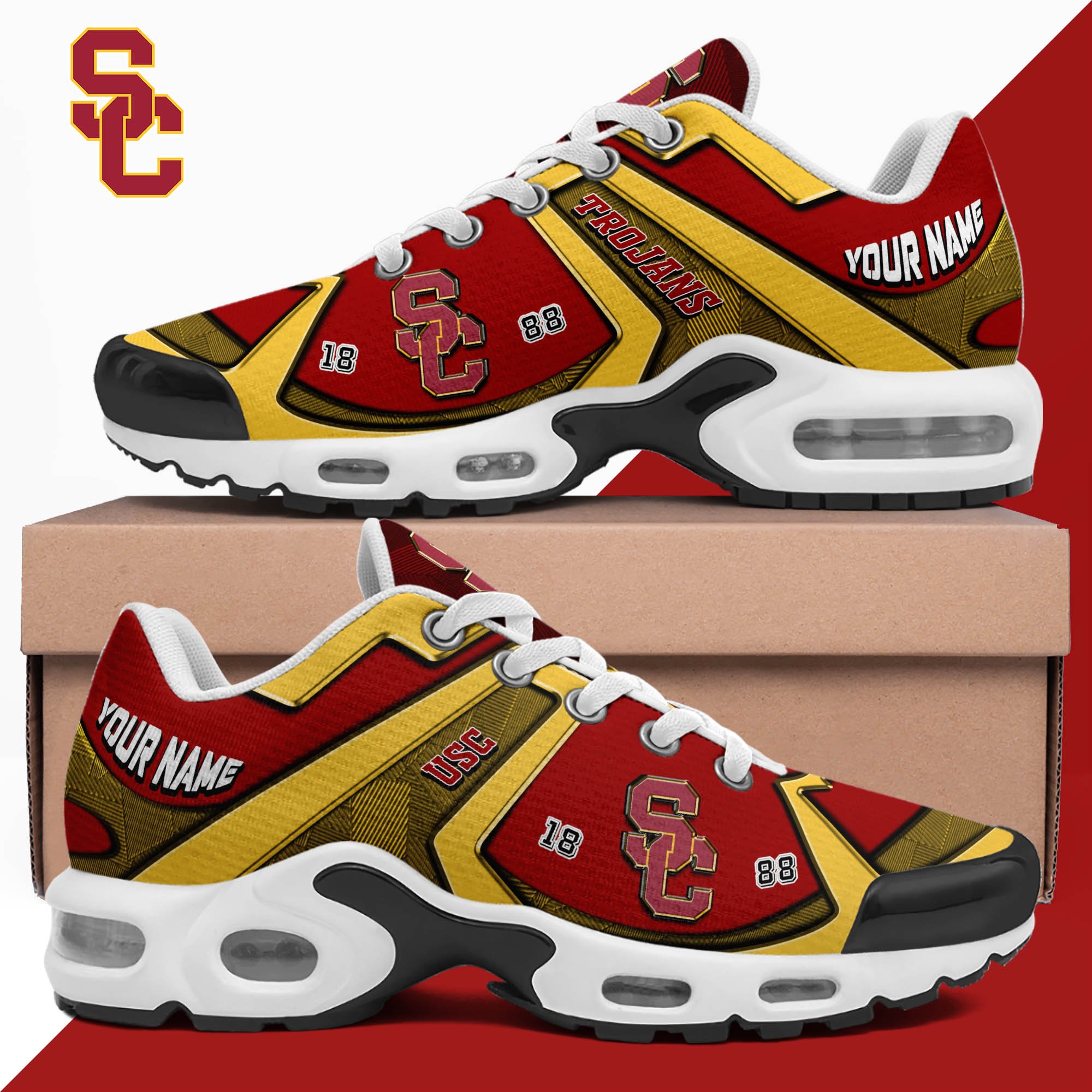 USC Trojans TN Shoes 2024 Version Custom Your Name, Sport Shoes For Lovers, Football Team Shoes, Sport Gifts For Fans, Gifts For Him ETHY-62489