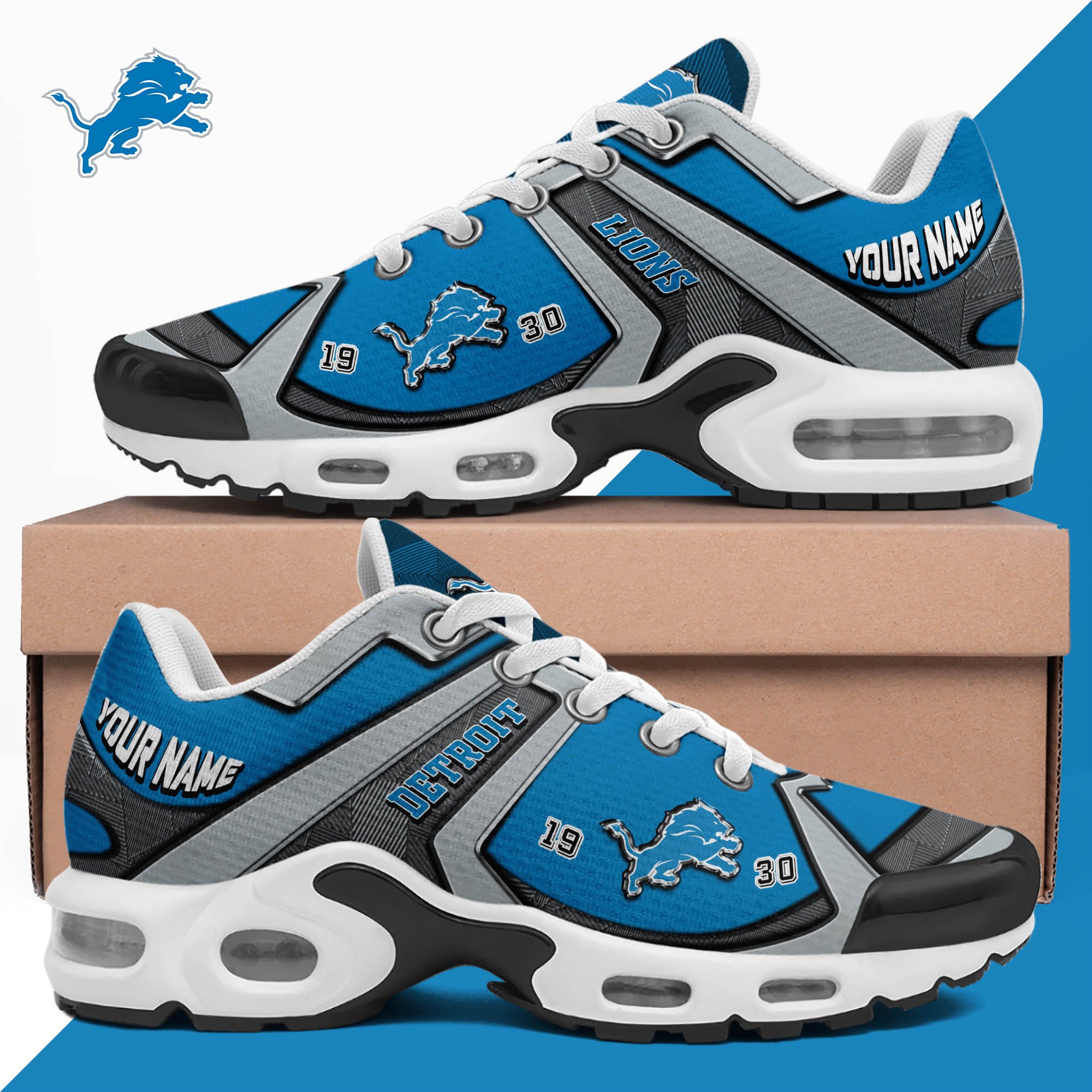 Detroit Lions TN Shoes 2024 Version Custom Your Name, Sport Shoes For Lovers, Football Team Shoes, Sport Gifts For Fans, Gifts For Him ETHY-62489