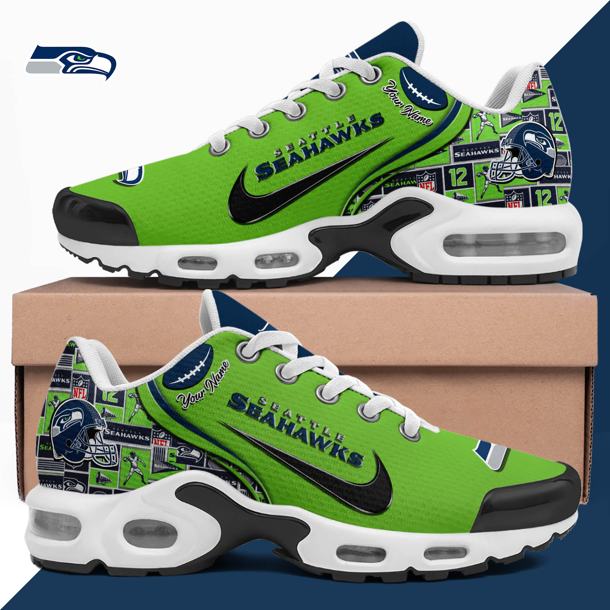 Seattle Seahawks TN Shoes 2024 Version Custom Your Name, Sport Shoes For Lovers, Sport Gifts, Gifts For Fans ETHY-62499