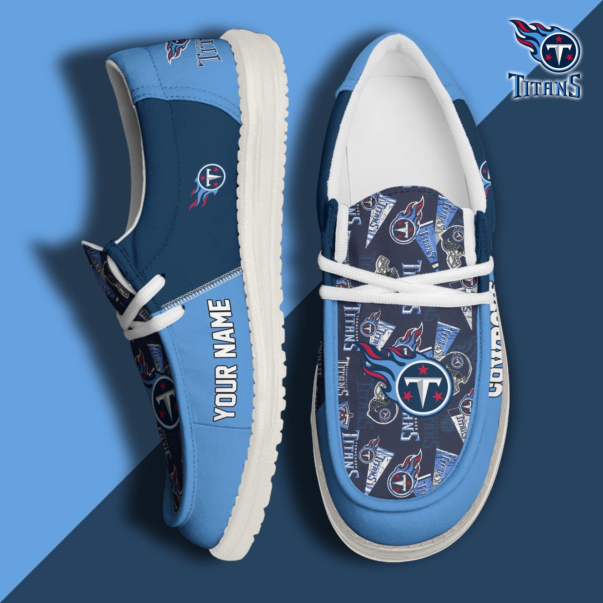 Tennessee Titans Football Hey Dude Canvas Loafer Shoes Custom Your Name, Sport Shoes For Fan, Fan Gifts ETUA-61098