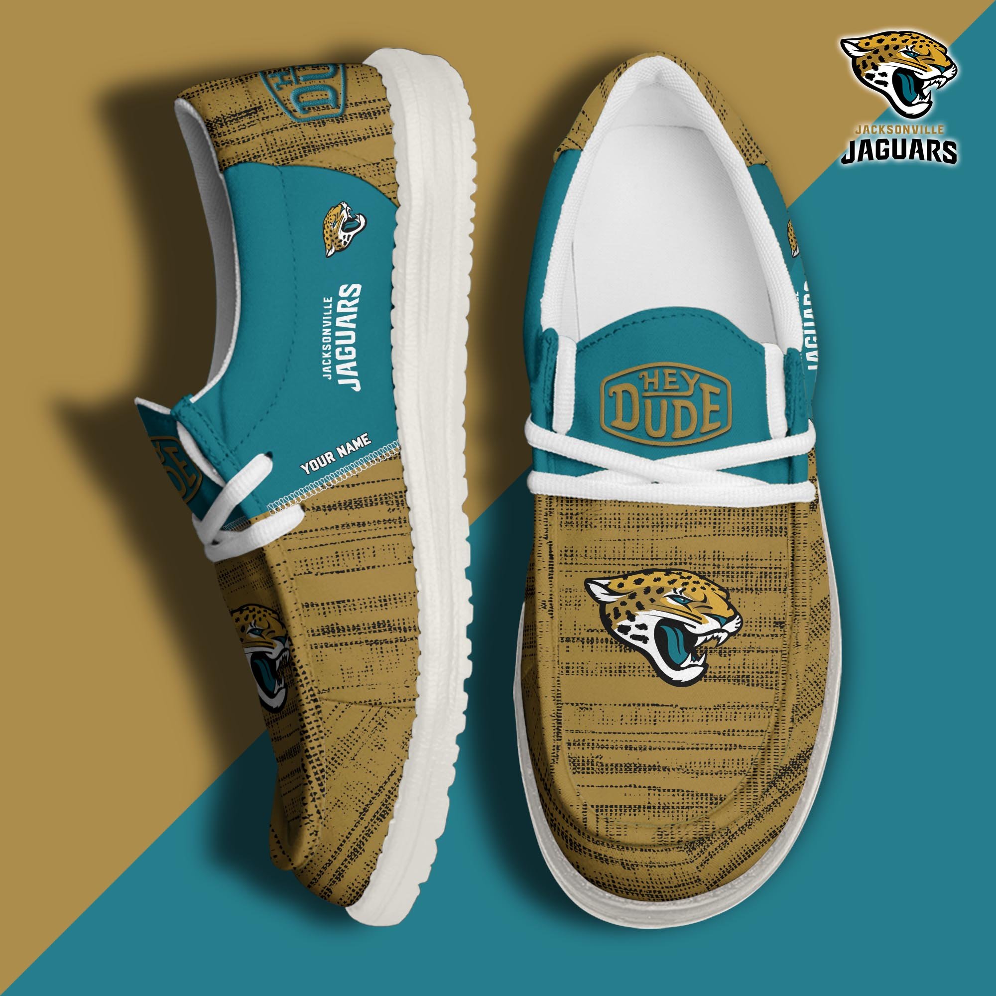 Jacksonville Jaguars Football Hey Dude Canvas Loafer Shoes Custom Your Name, Sport Shoes For Fan, Fan Gifts ETUA-61160