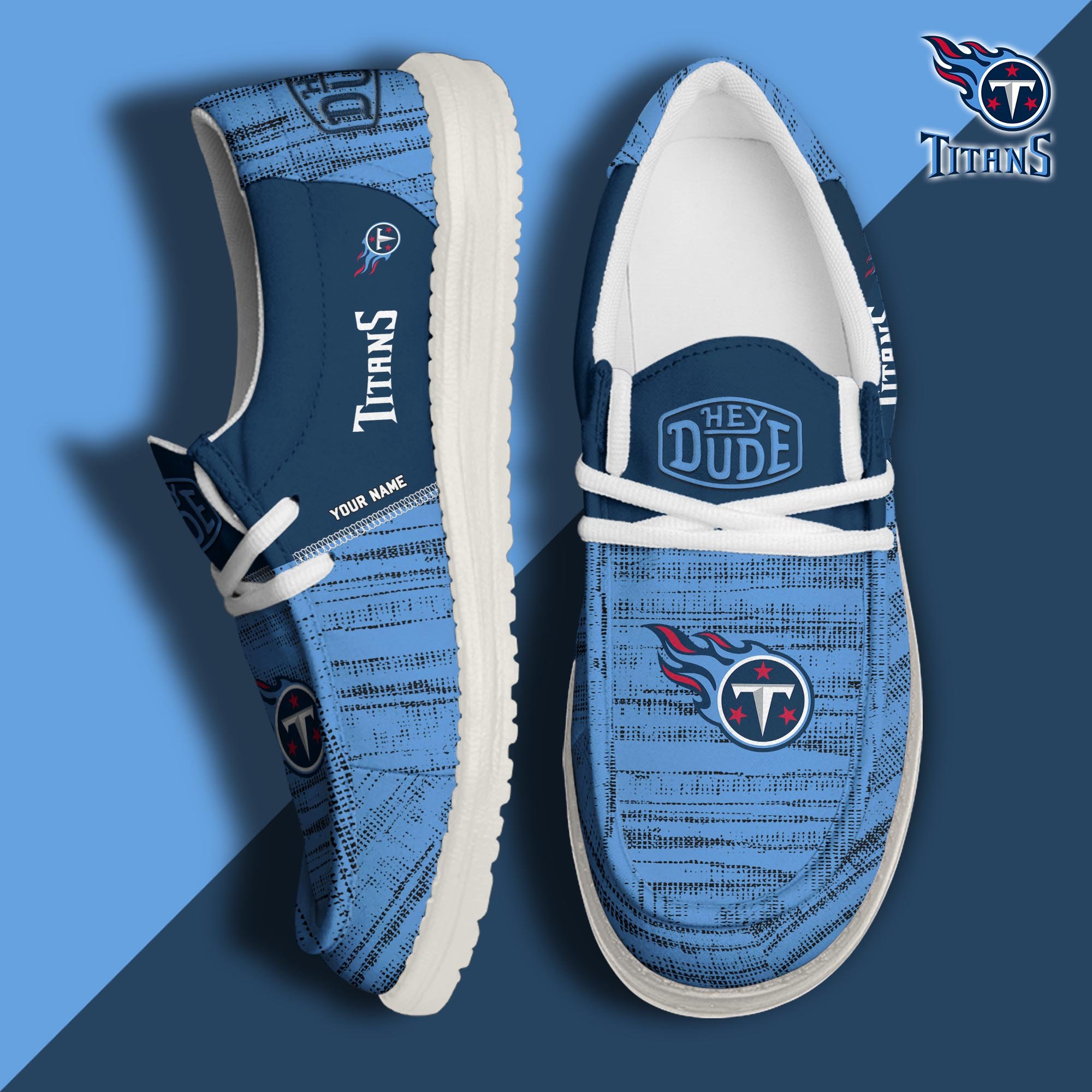 Tennessee Titans Football Hey Dude Canvas Loafer Shoes Custom Your Name, Sport Shoes For Fan, Fan Gifts ETUA-61160