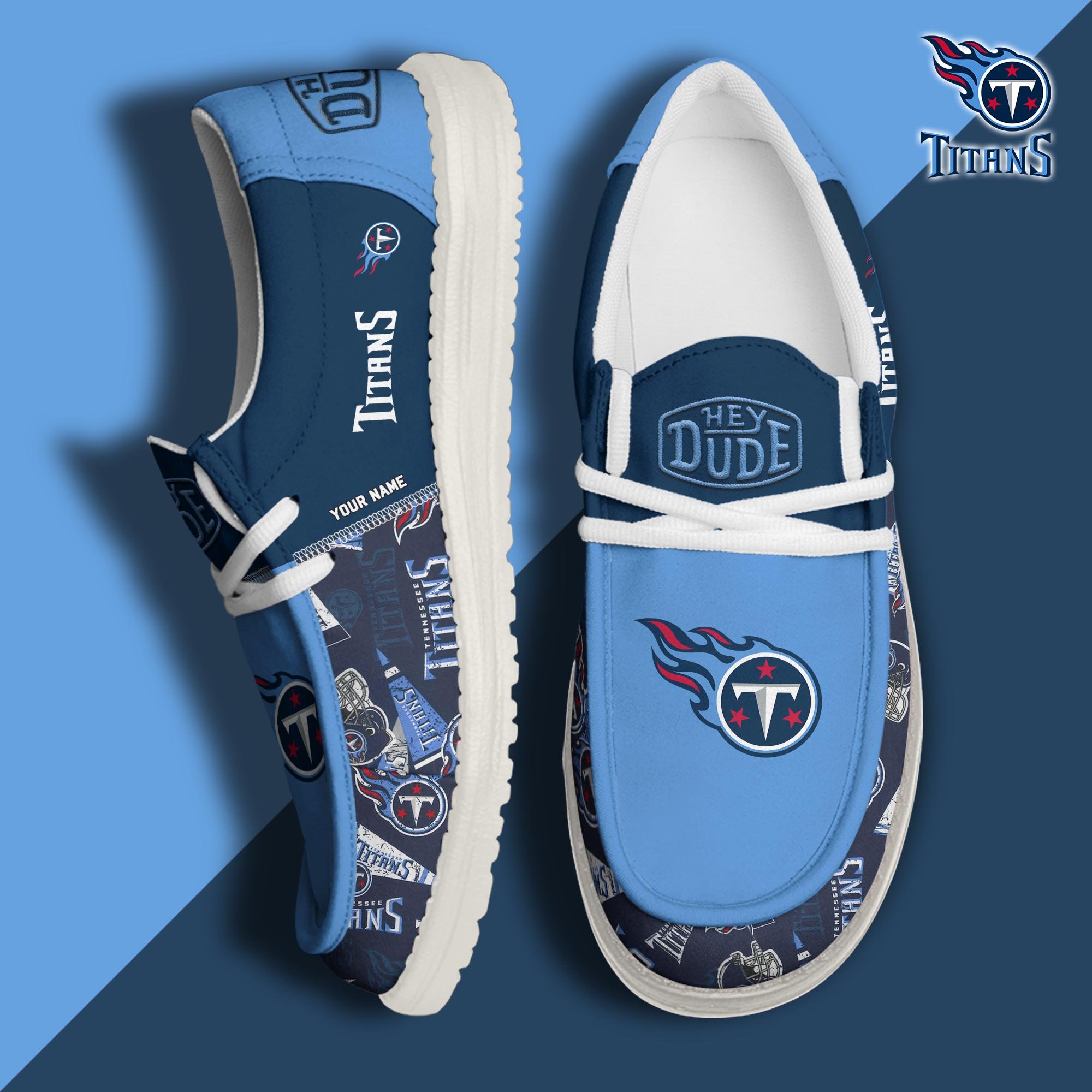 Tennessee Titans Football Hey Dude Canvas Loafer Shoes Custom Your Name, Sport Shoes For Fan, Fan Gifts ETUA-61163