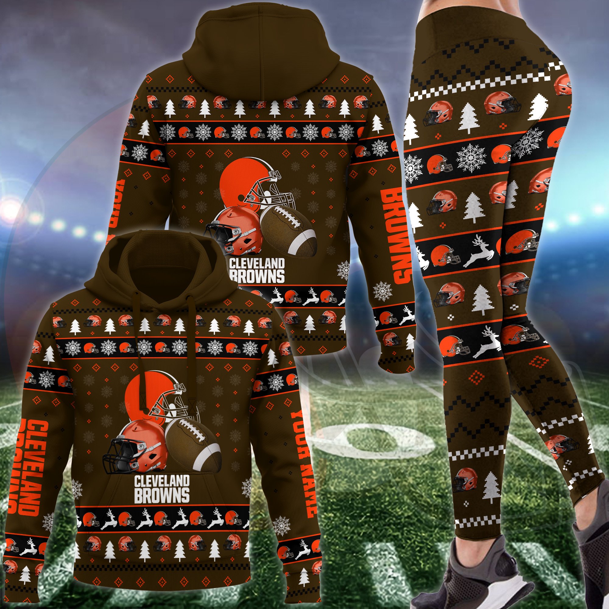 Cleveland Browns Hoodie & Leggings For Women Custom Your Name, Sport Fan Gifts, FootBall Fan Gifts EHIVM-53489