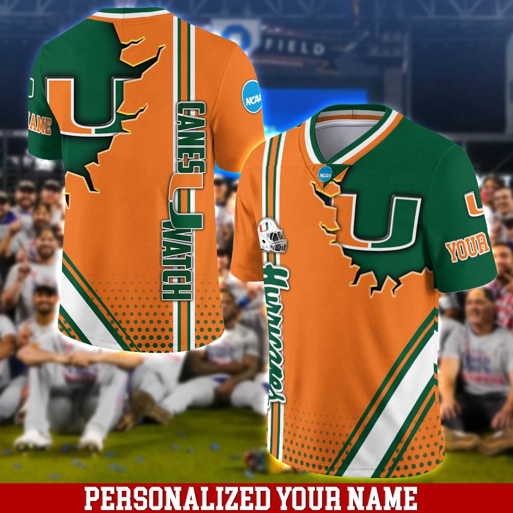 Miami Hurricanes Team Vneck Shirt 2024 Version Customized Your Name, Sport Shirts For Fans, Sport Fan Gifts ETHY-53781