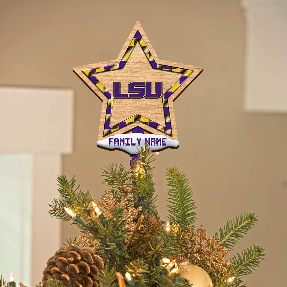 LSU TIGERS Tree Topper 2024 Version Personalized Your Name, Football Team Tree Topper, Christmas Gifts, Christmas Tree Decor ETHY-53129