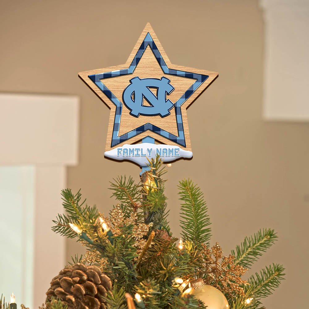 North Carolina Tar Heels Tree Topper 2024 Version Personalized Your Name, Football Team Tree Topper, Christmas Gifts, Christmas Tree Decor ETHY-53129