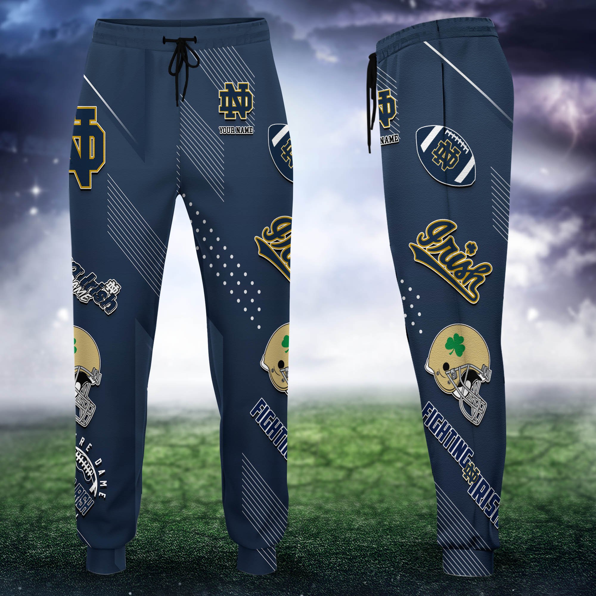 Notre Dame Fighting Irish Sweatpant 2024 Version Personalized Your Name, Sport Sweatpant, Sport Gift For Fans ETHY-62621