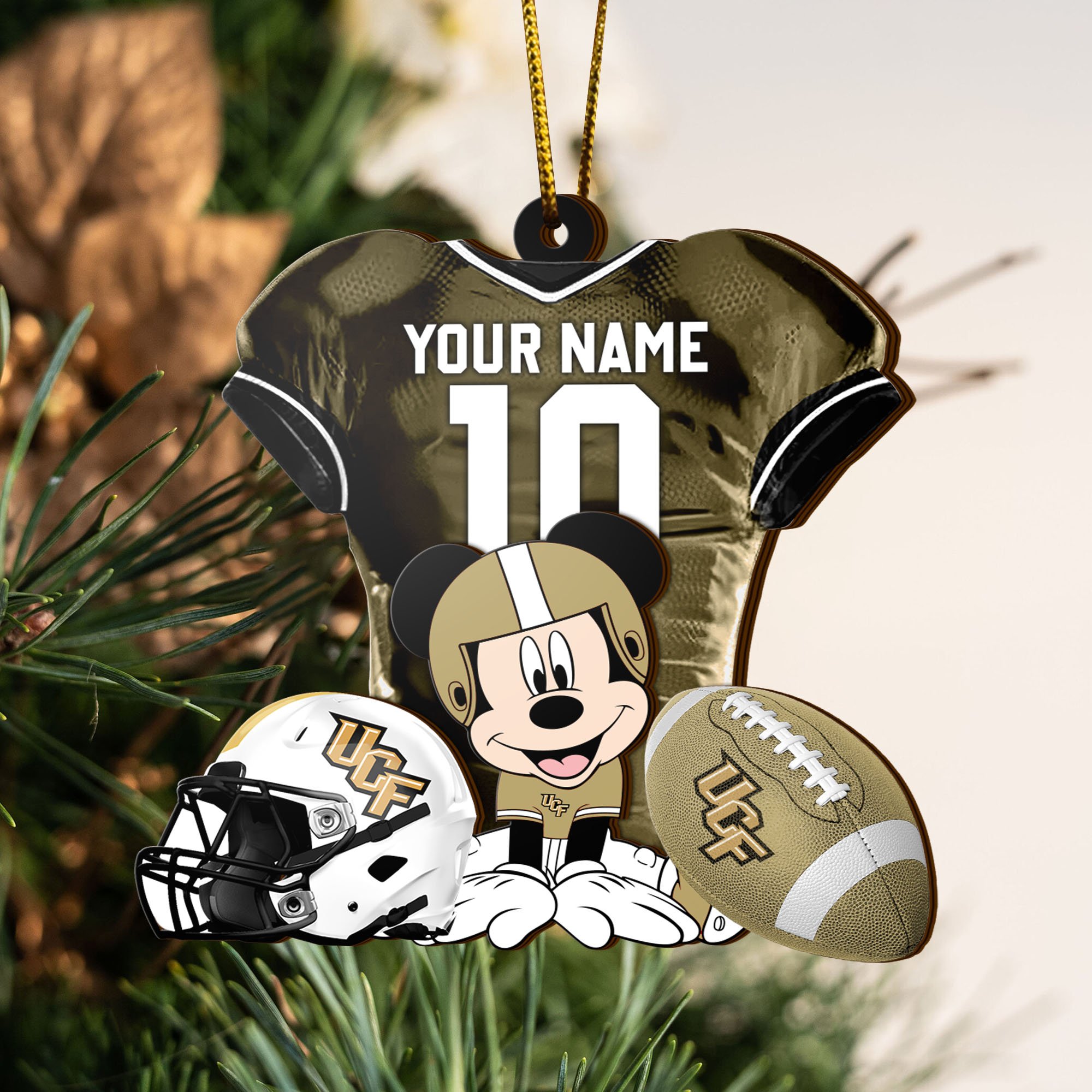 UCF Knights 3 Layered Piece Wooden Ornament 2024 Versions Custom Your Name And Number, Sport Team And Mickey Ornament, Sport Ornament, Fan Gifts EHIVM-52259