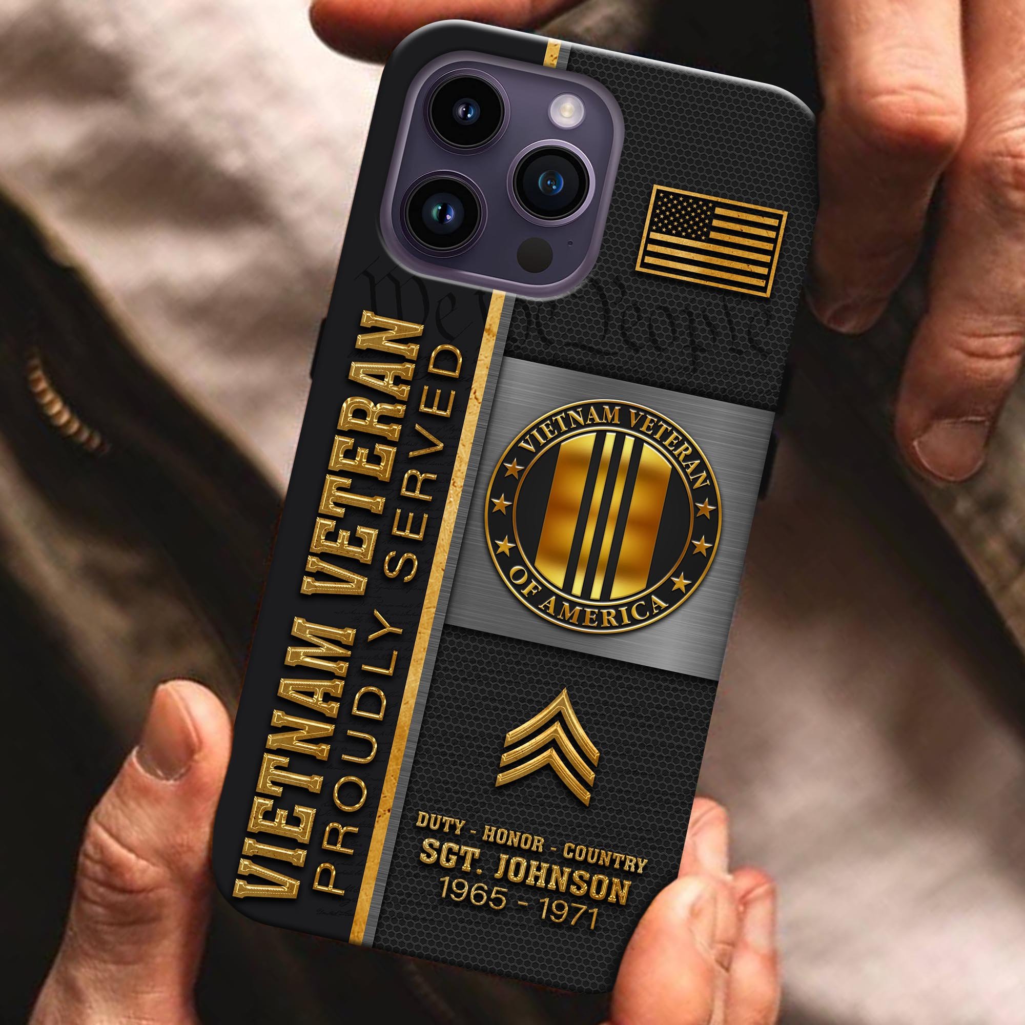 Vietnam Veteran Phonecase Custom Name And Rank, Military Phonecase, Military Gifts ETRG-61432