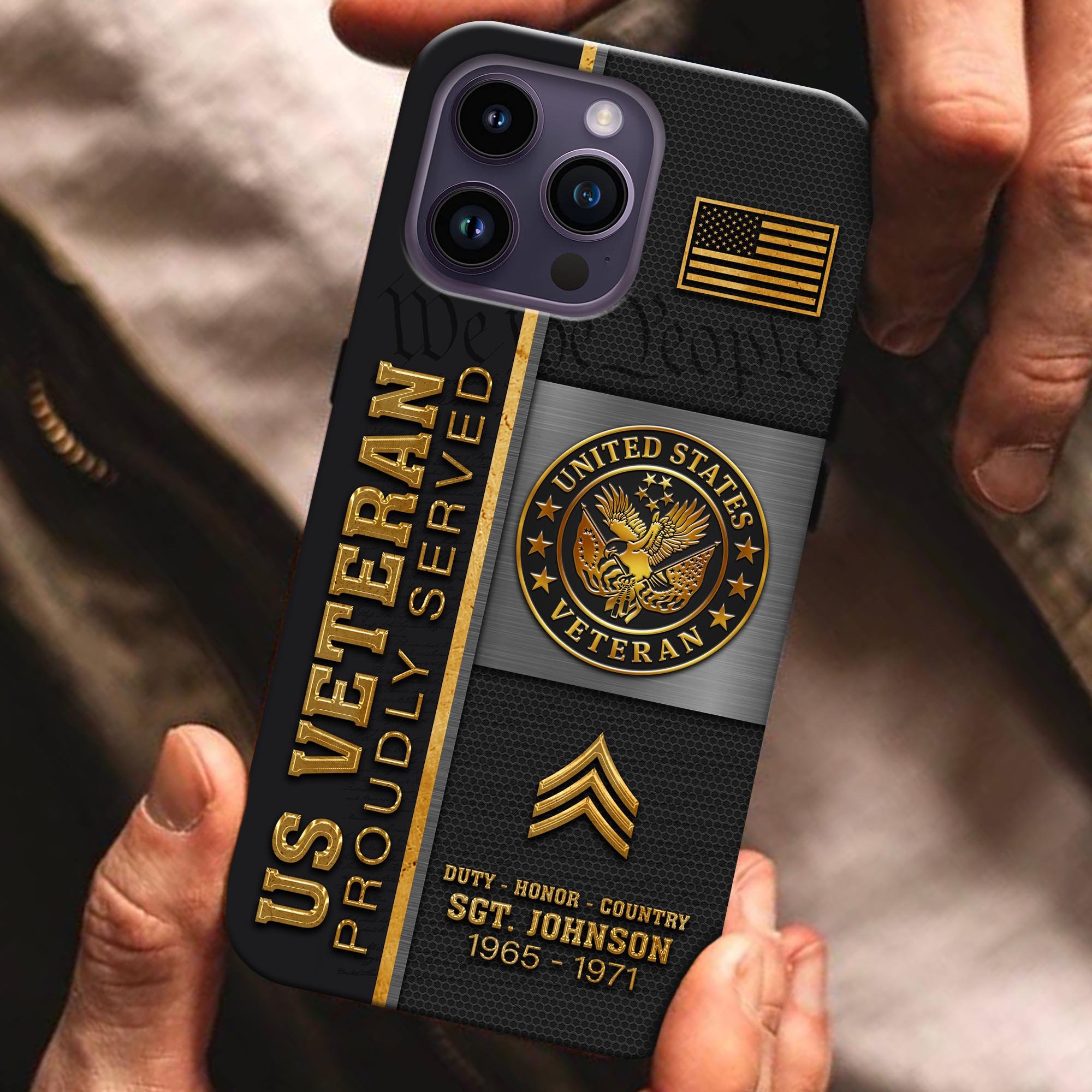 US Veteran Phonecase Custom Name And Rank, Military Phonecase, Military Gifts ETRG-61432