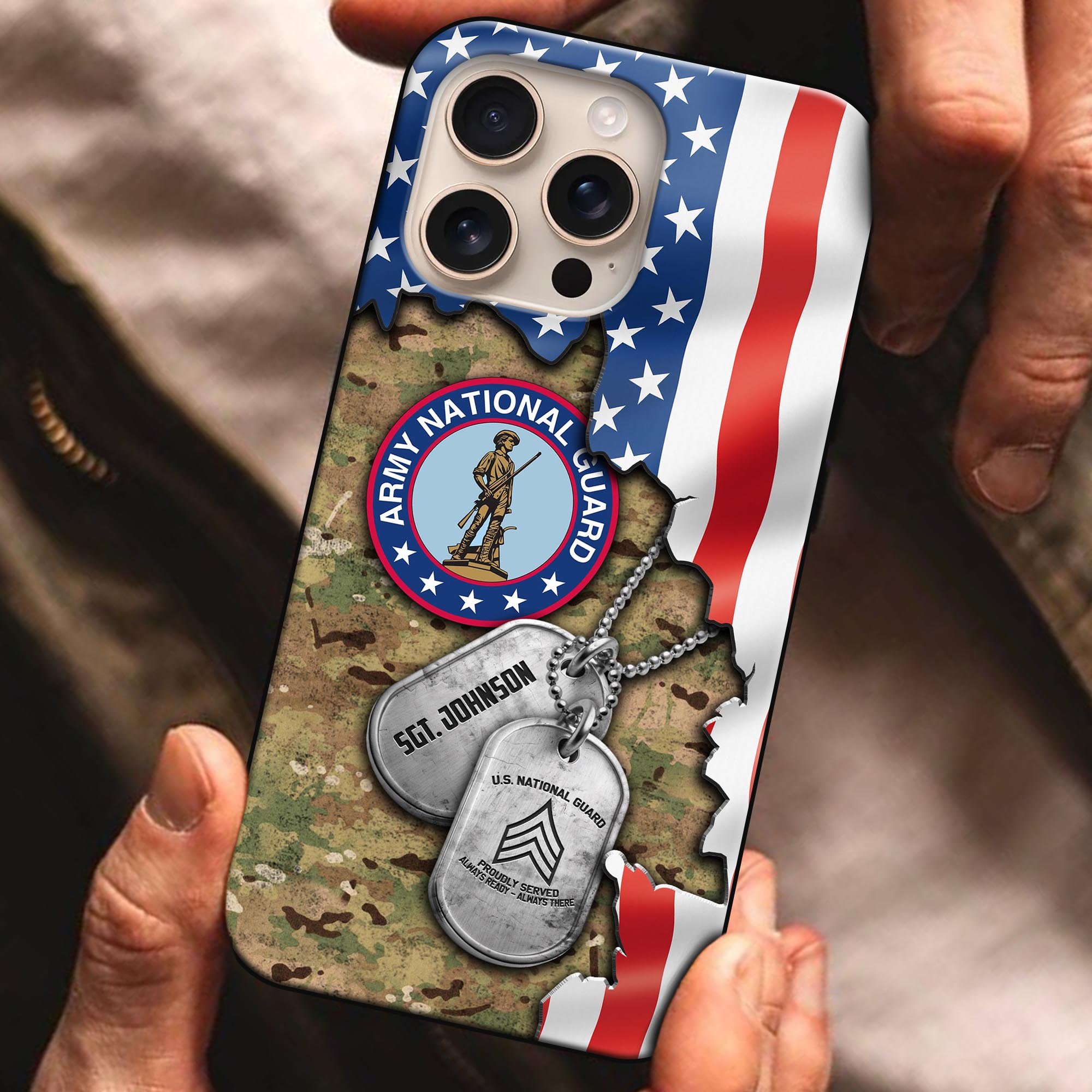 US National Guard Glass Phonecase Custom Name And Rank, Phoncase For Military Soldiers, Military Gifts ETRG-61526