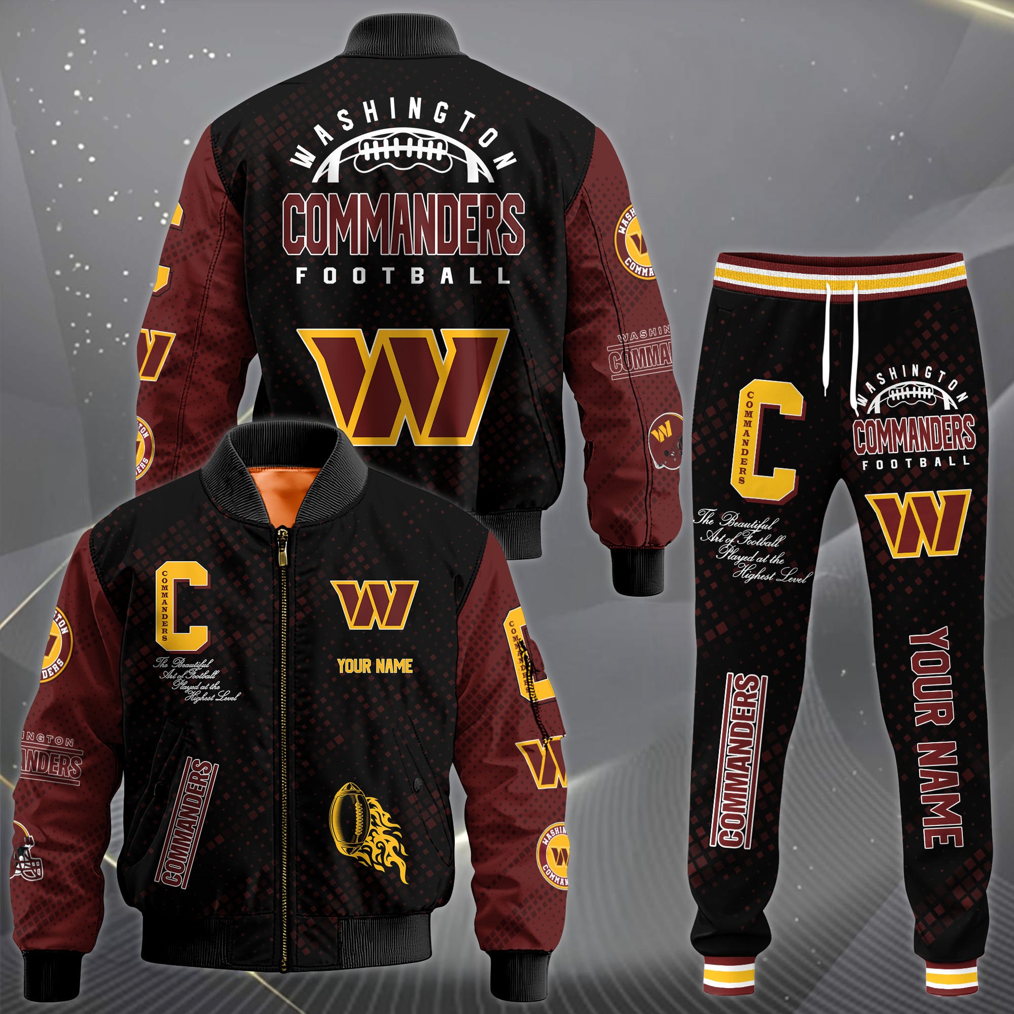 Washington Commanders Bomber Jacket And Sweatpants Custom Your Name 2024 version, Sport Jacket, FootBall Fan Gifts EHIVM-62581