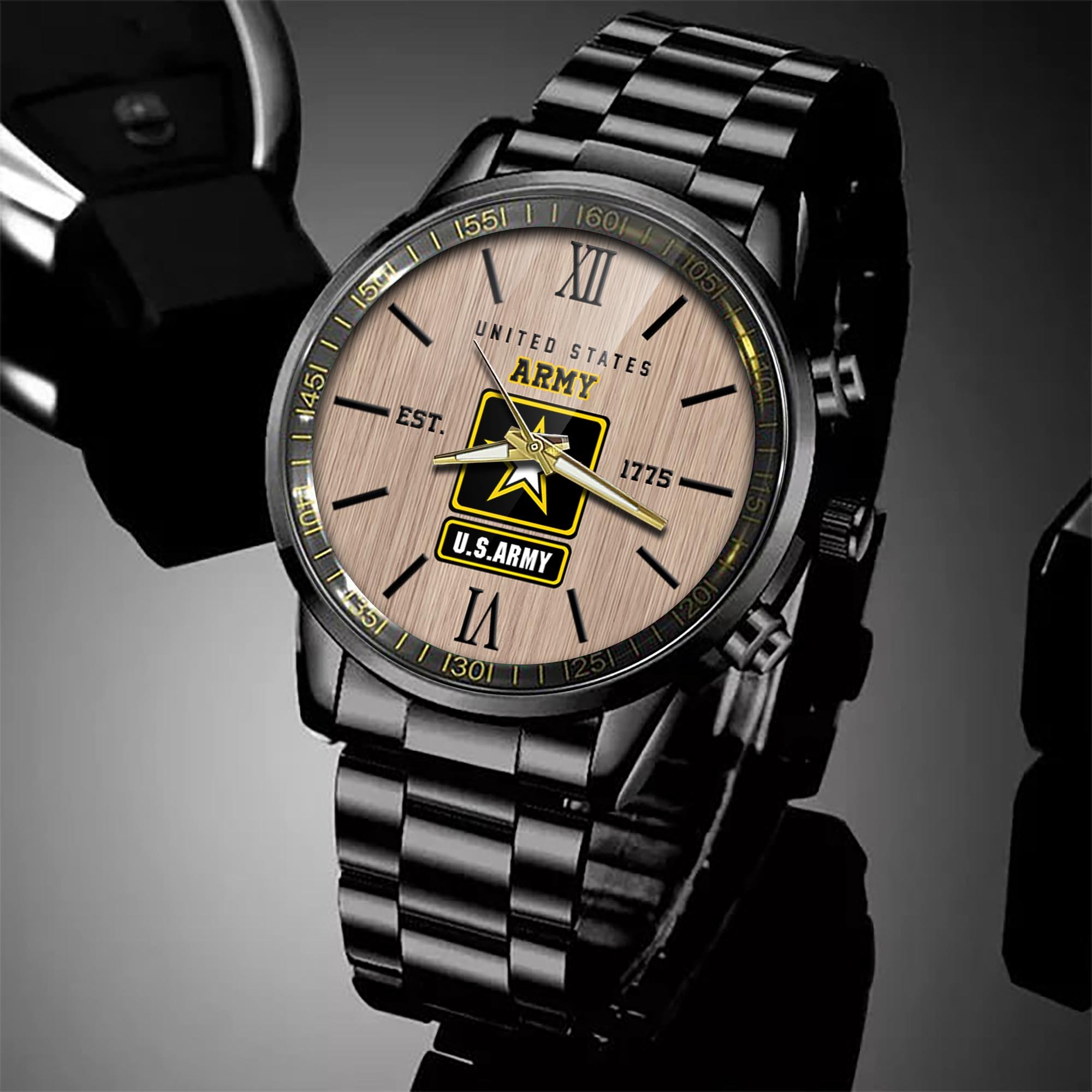 U.S. Army Black Fashion Watch 2024 Version, Military Veteran Watch, Dad Gifts, Military Gifts For Him ETRG-54300